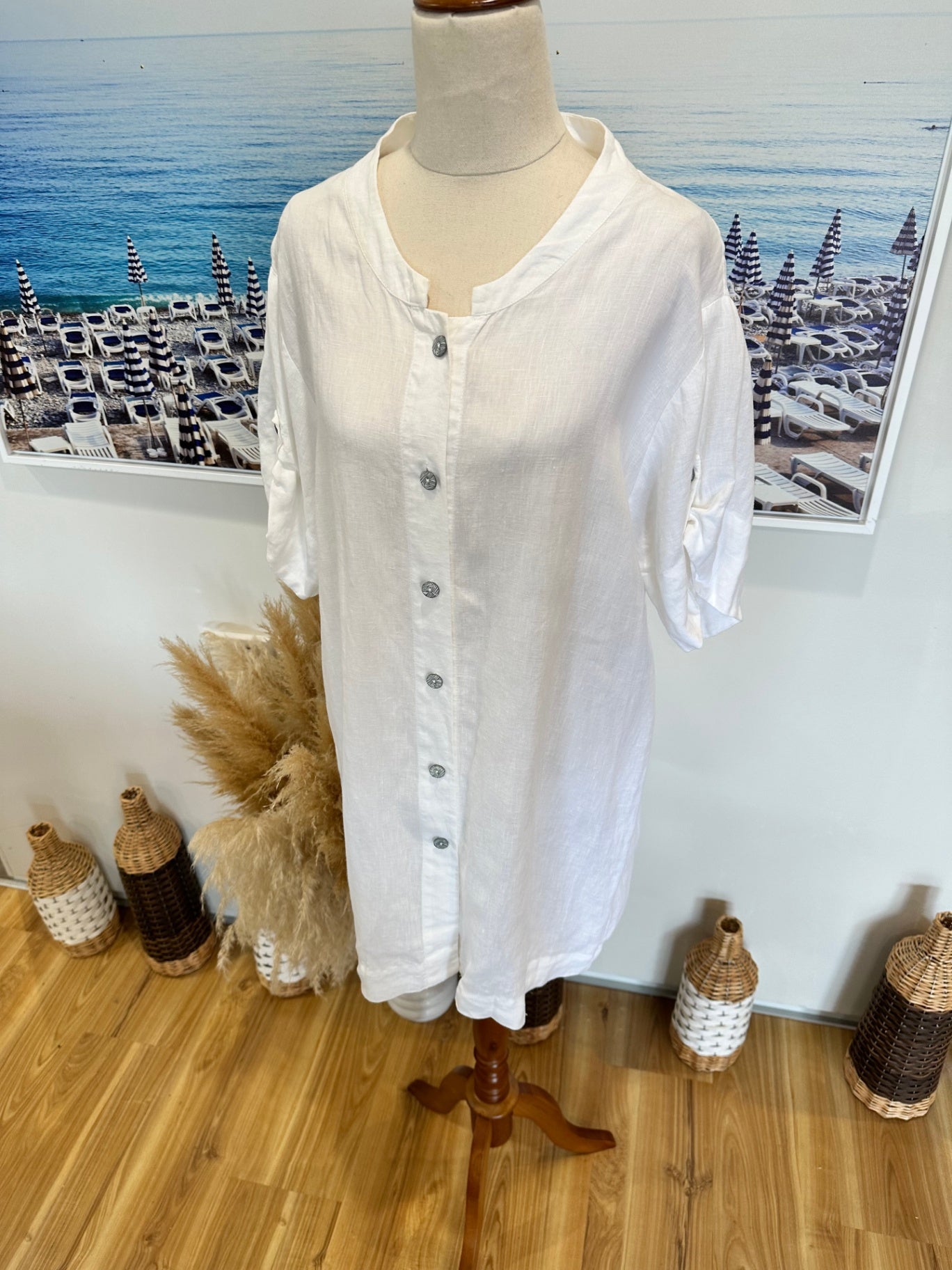 [SALE] Jane Daniels White Dress 100% Linen Lightweight Elegant Summer Wear Size 10