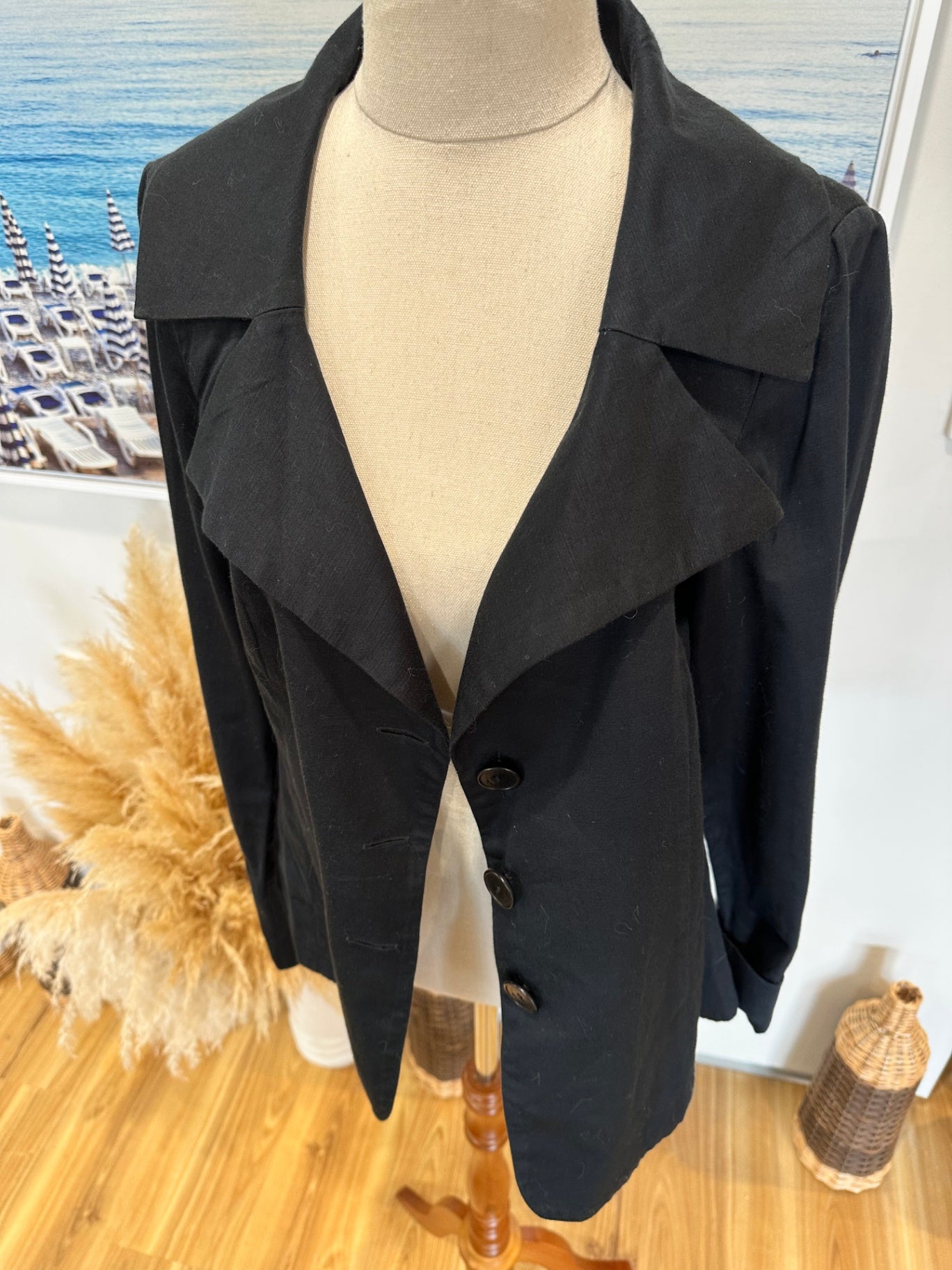 [SALE] Untouched World Small Black Blazer Lightweight Sustainable Designer Jacket