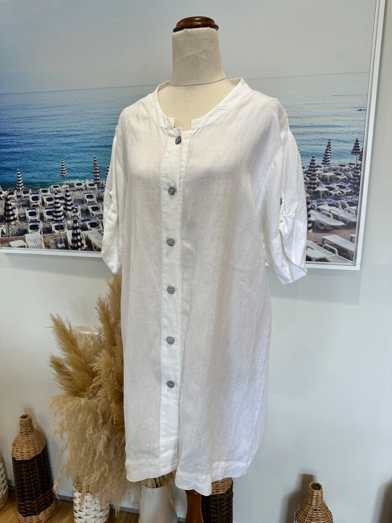 [SALE] Jane Daniels White Dress 100% Linen Lightweight Elegant Summer Wear Size 10