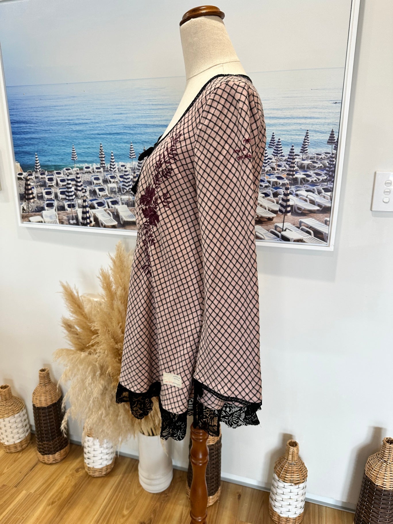 [SALE] Odd Molly Black Embroidered Cotton Mini Dress Size 8 100% Cotton