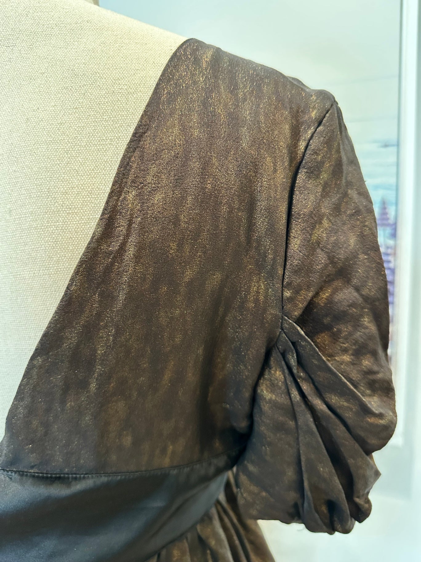 [SALE] Roberto Cavalli Bronze Blouse Luxury Designer Statement Top Size 42