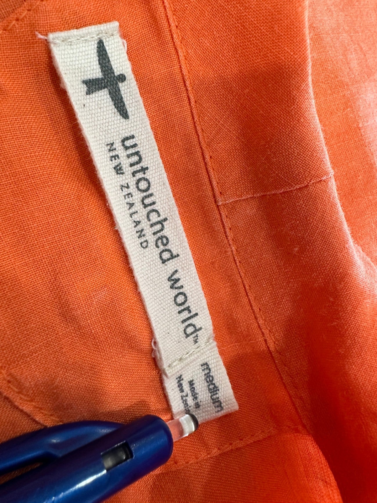[SALE] Untouched World Orange Linen Shirt Medium 100% Lightweight Casual Top