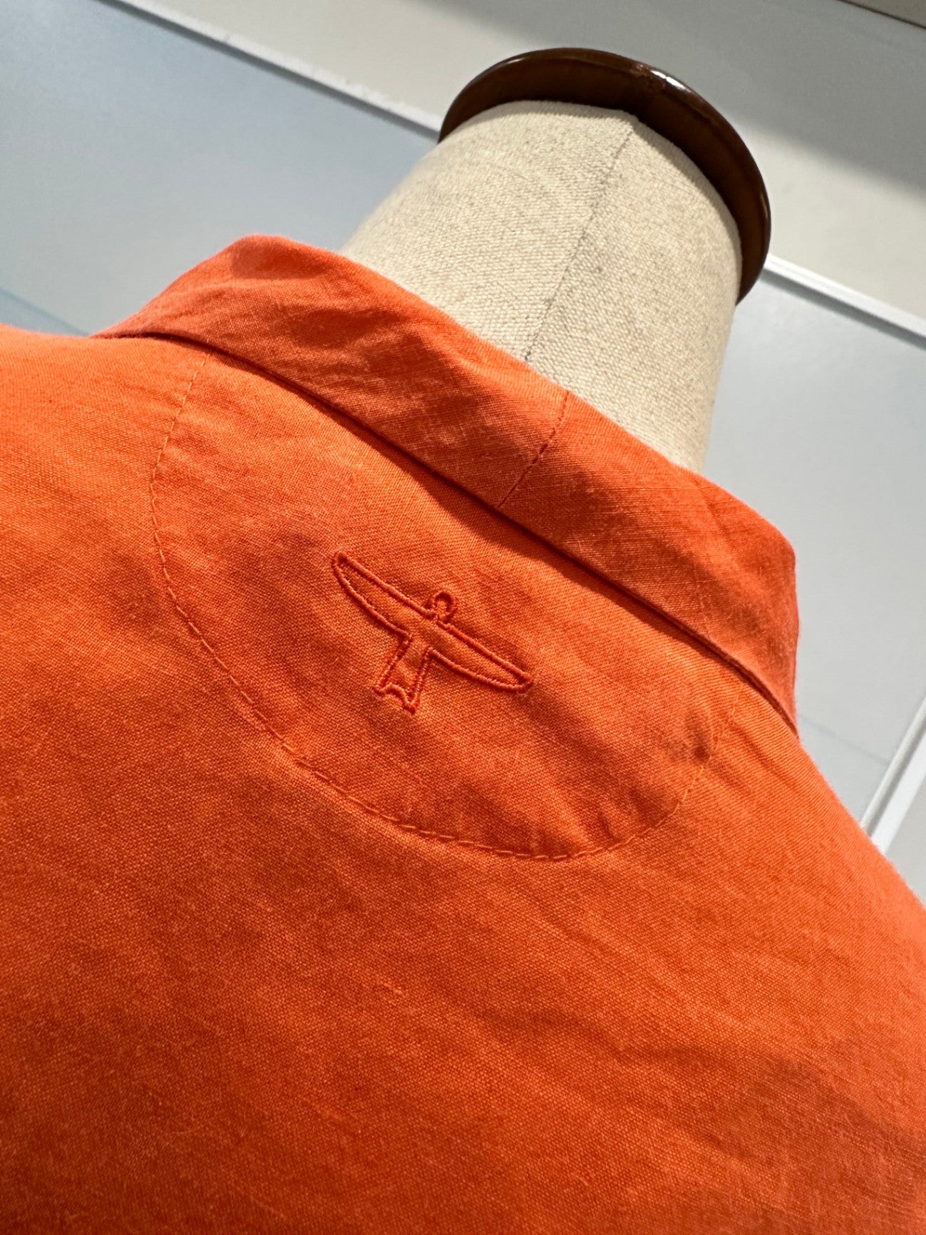 [SALE] Untouched World Orange Linen Shirt Medium 100% Lightweight Casual Top