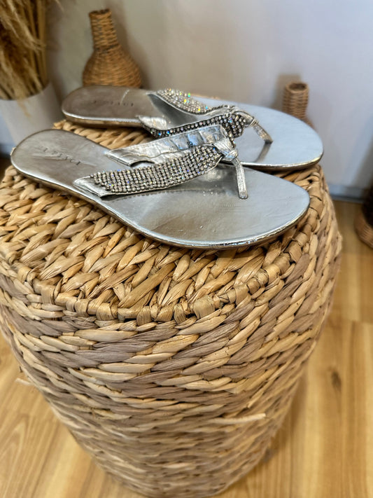 [SALE] Mi Piaci Silver Diamante Sandals Sparkle Designer Summer Shoes Size EU 39