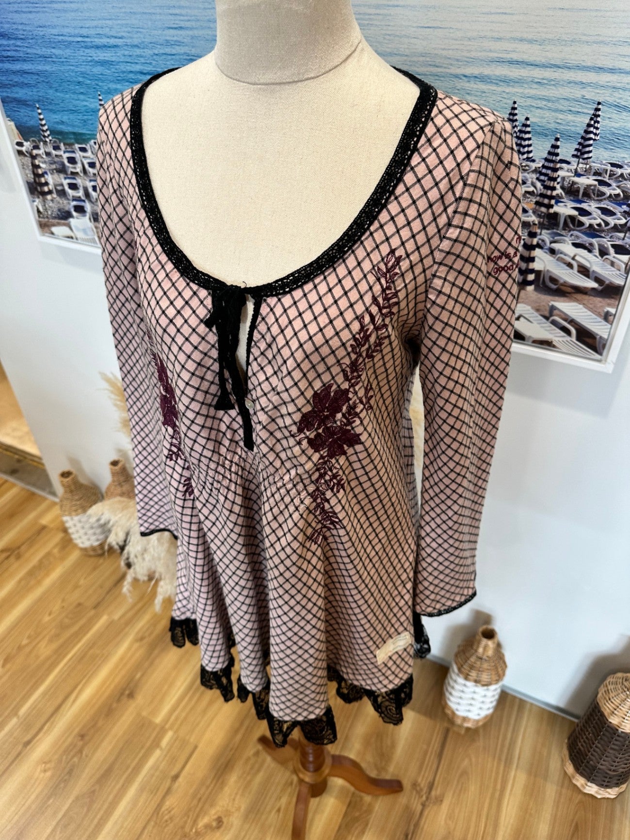 [SALE] Odd Molly Black Embroidered Cotton Mini Dress Size 8 100% Cotton