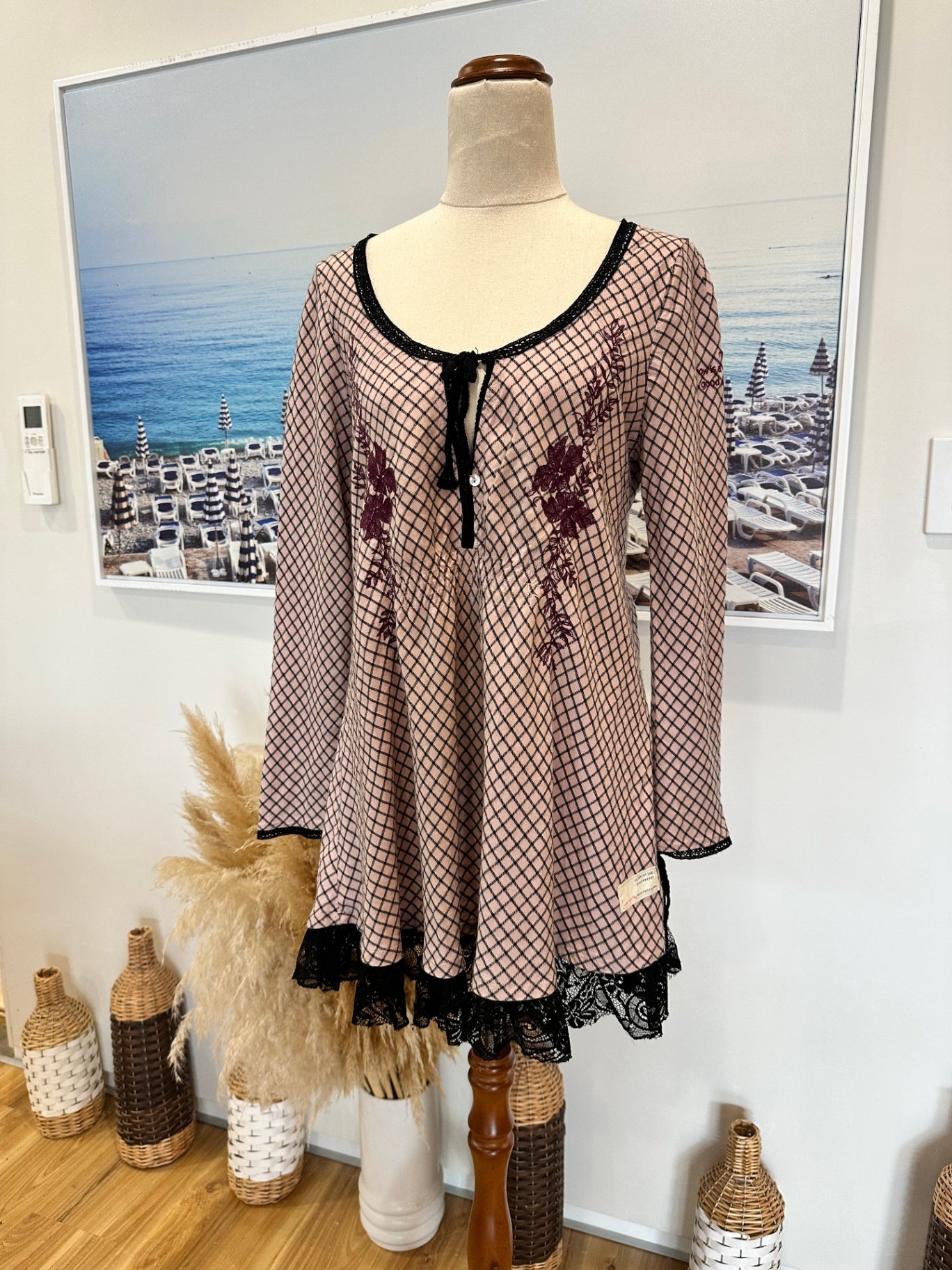 [SALE] Odd Molly Black Embroidered Cotton Mini Dress Size 8 100% Cotton