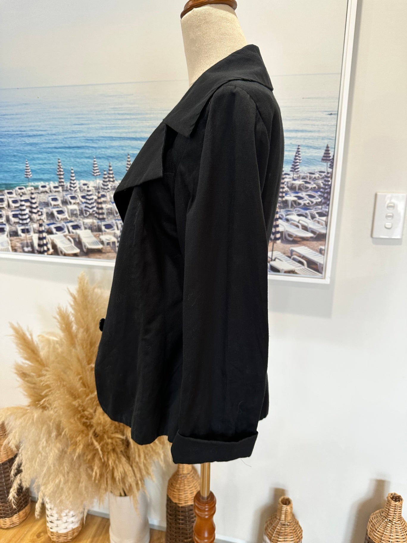 [SALE] Untouched World Small Black Blazer Lightweight Sustainable Designer Jacket