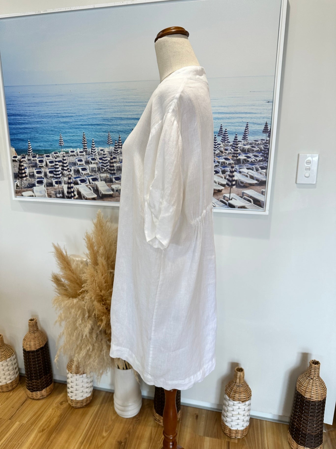 [SALE] Jane Daniels White Dress 100% Linen Lightweight Elegant Summer Wear Size 10