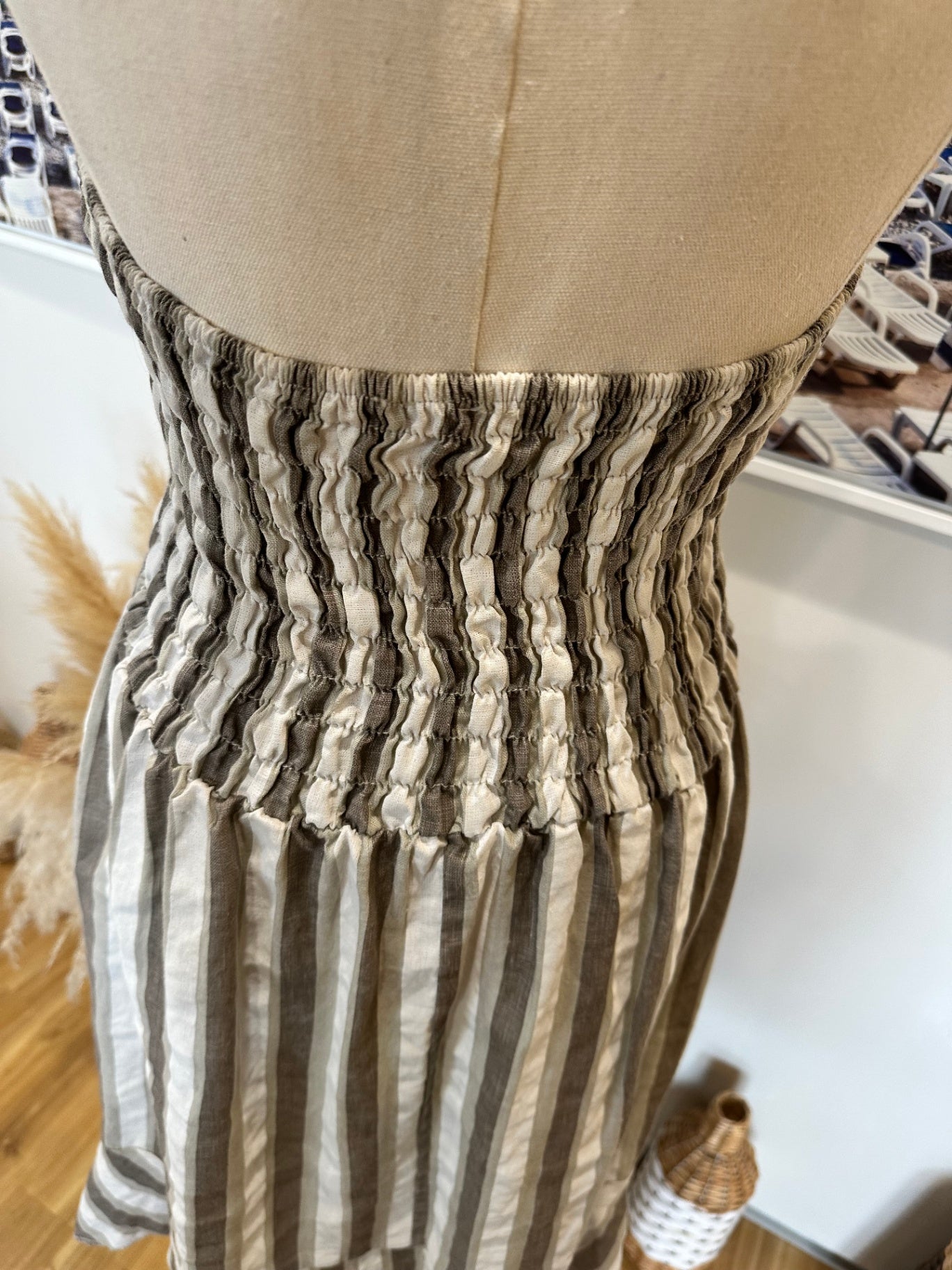 [SALE] Talia Benson 100% Linen Dress Medium Beige Brown Lightweight Summer