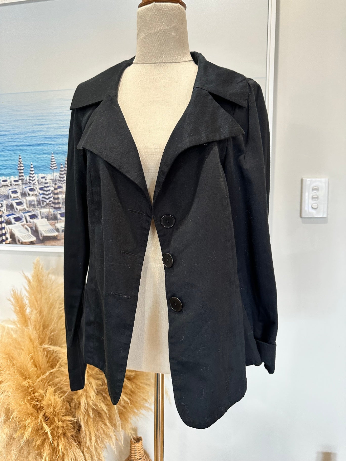 [SALE] Untouched World Small Black Blazer Lightweight Sustainable Designer Jacket
