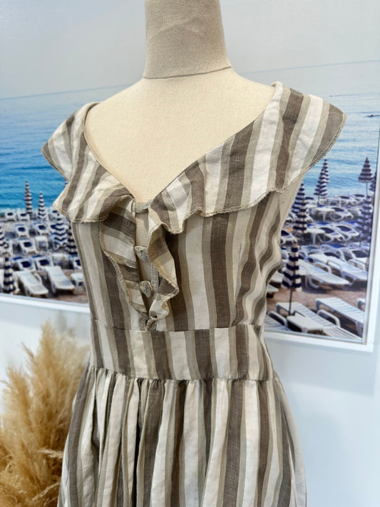 [SALE] Talia Benson 100% Linen Dress Medium Beige Brown Lightweight Summer