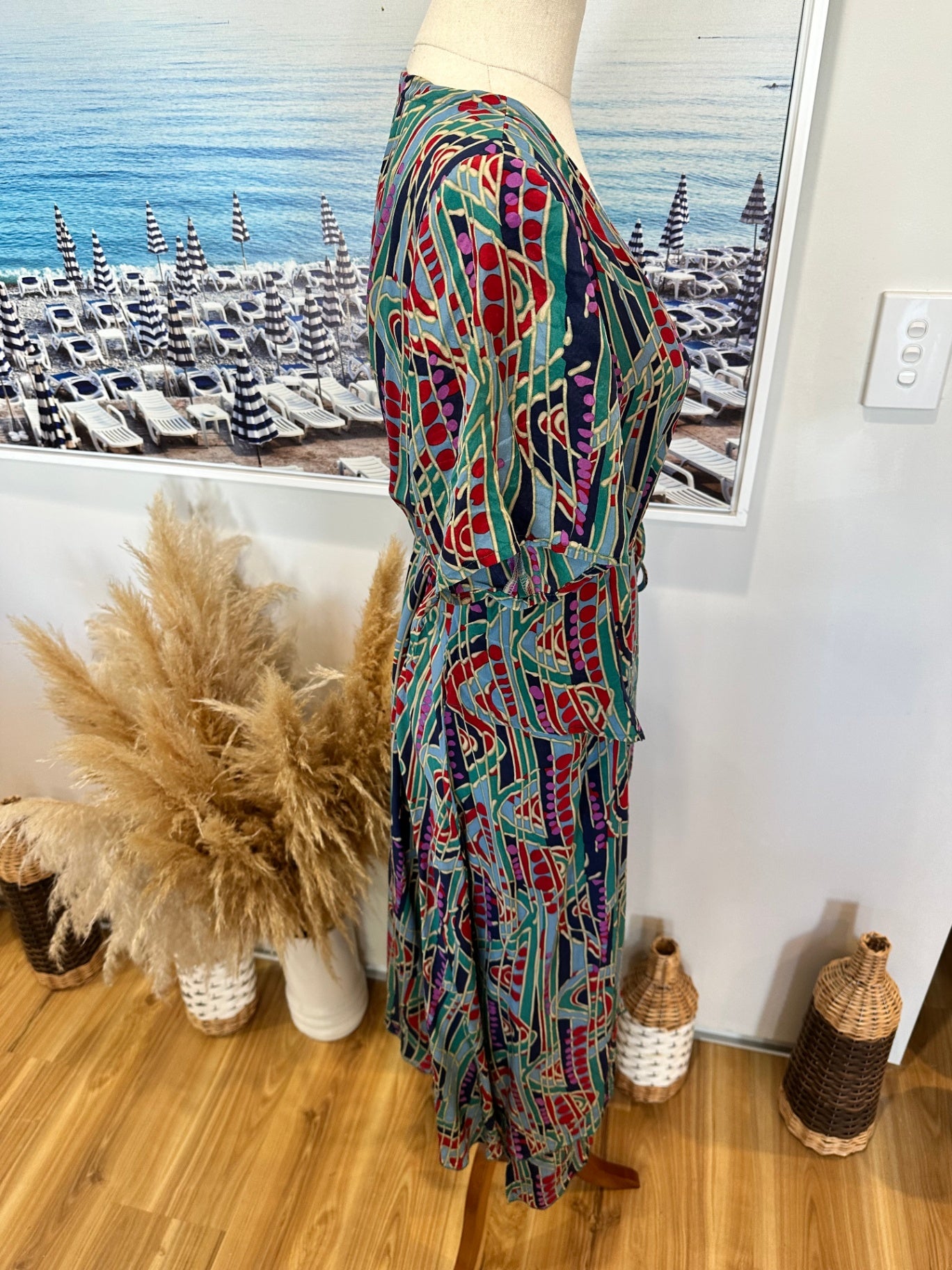 [SALE] Wrap Dress - Size 10 - Blue Tones