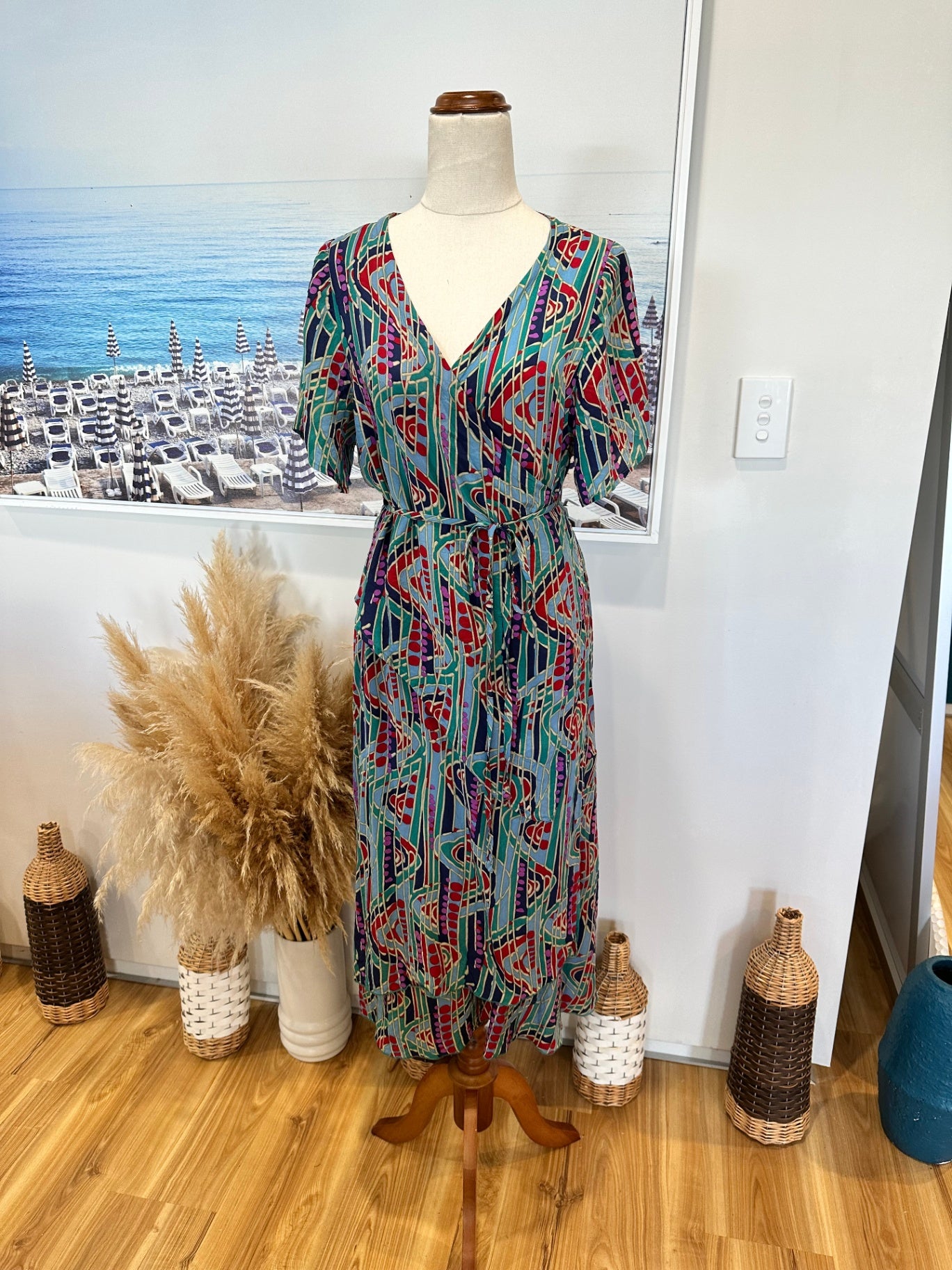[SALE] Wrap Dress - Size 10 - Blue Tones