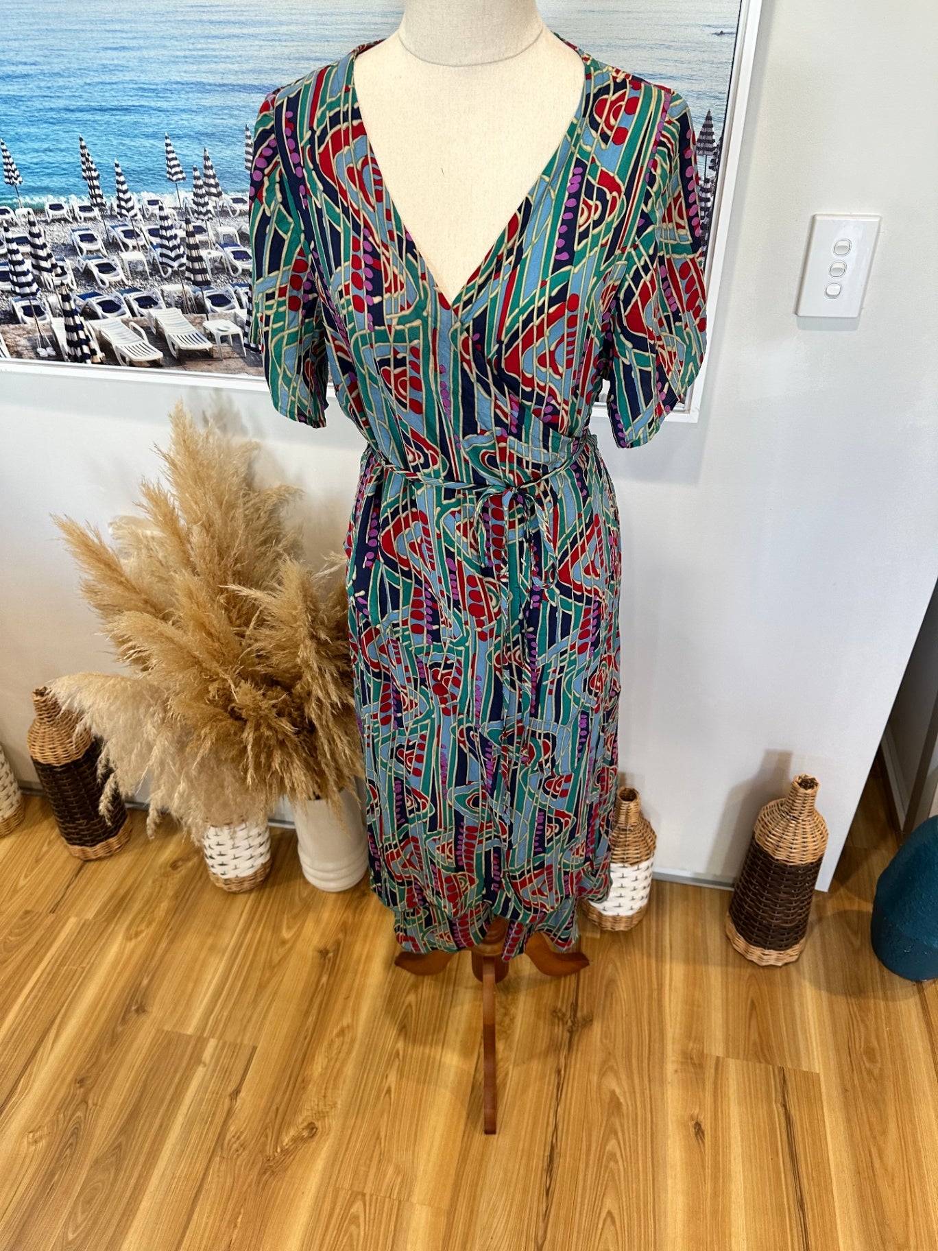 [SALE] Wrap Dress - Size 10 - Blue Tones