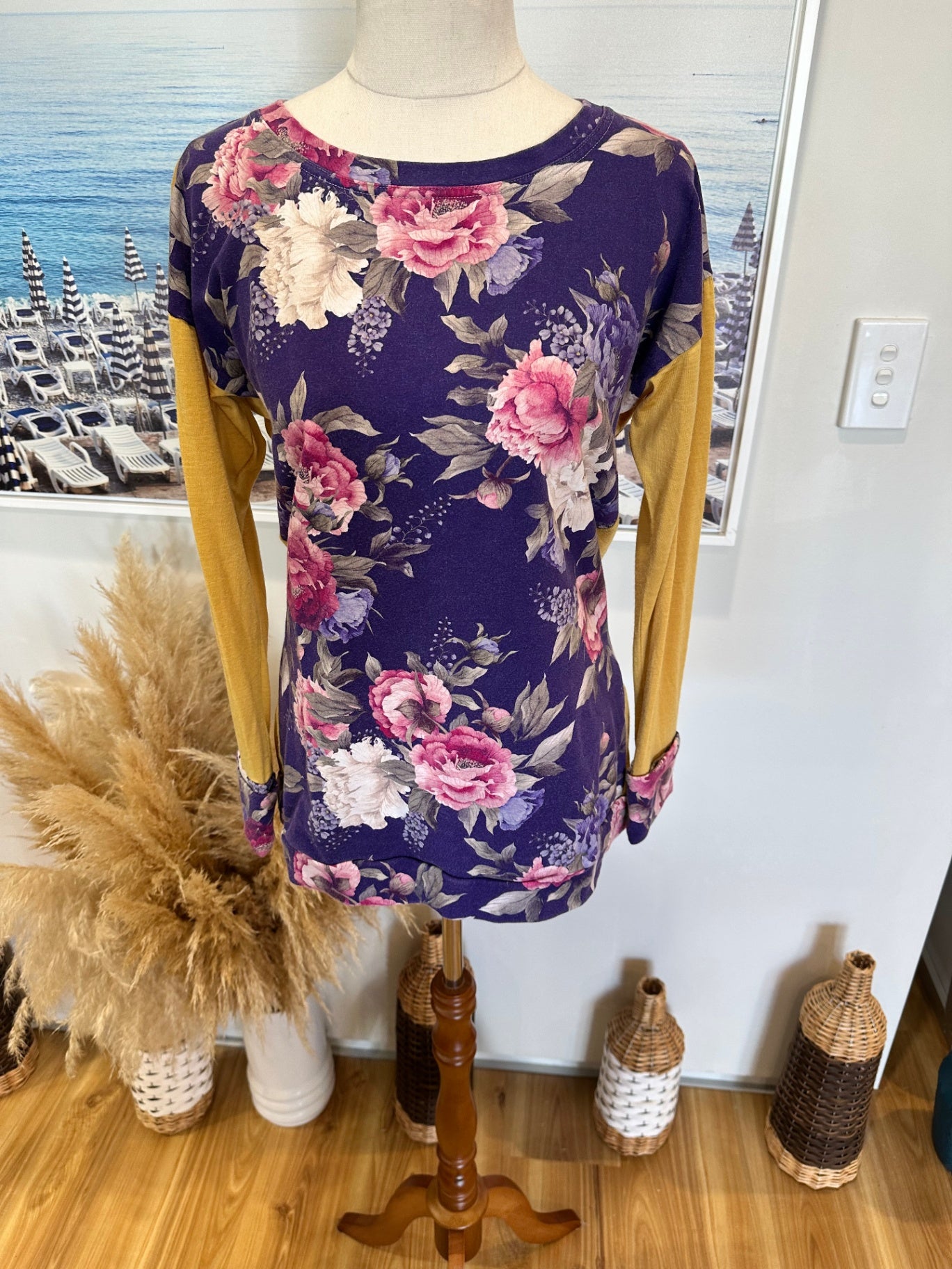 [SALE] Badger-Hill - Merino / Cotton Top - Size 10 - Purple / Mustard