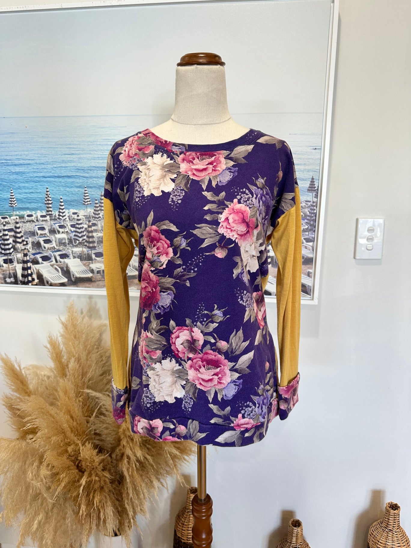 [SALE] Badger-Hill - Merino / Cotton Top - Size 10 - Purple / Mustard