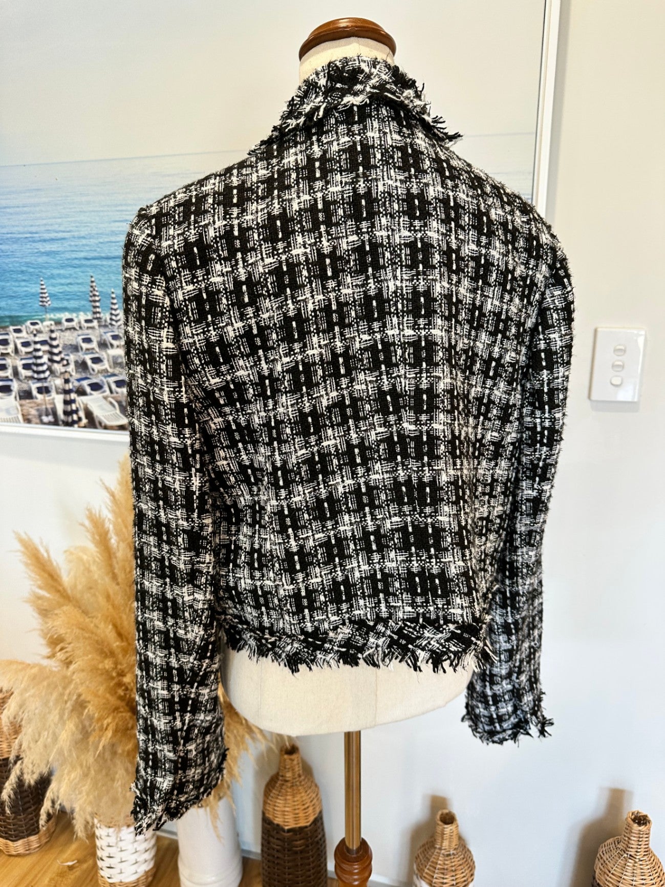[SALE] Decjuba Black White Jacket Women Stylish Smart Casual Outerwear  Size 14