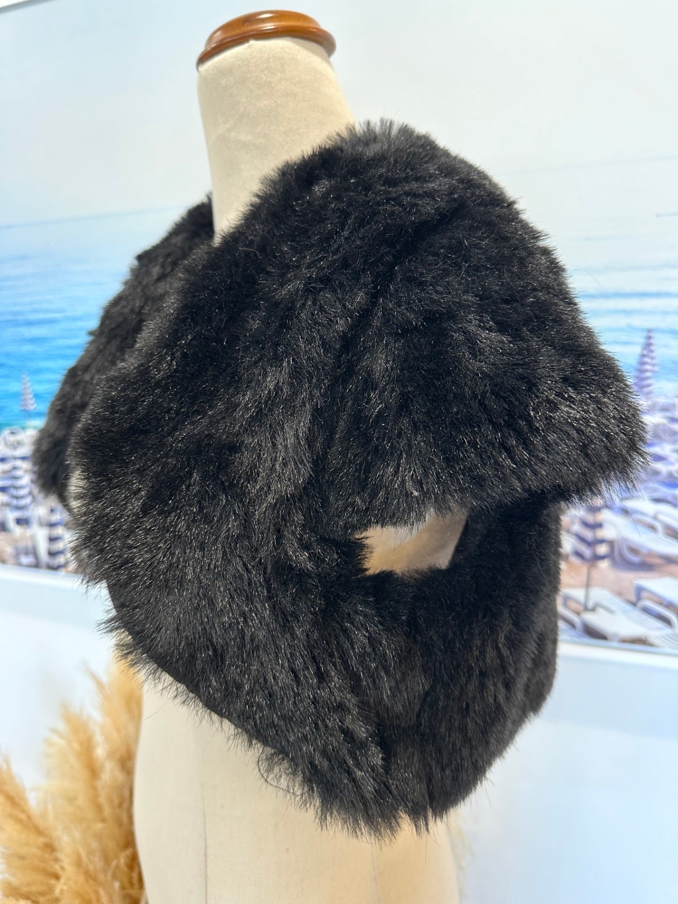 [SALE] Faux Fur Black Shrug Women Stylish Elegant Warm Party Wear Small