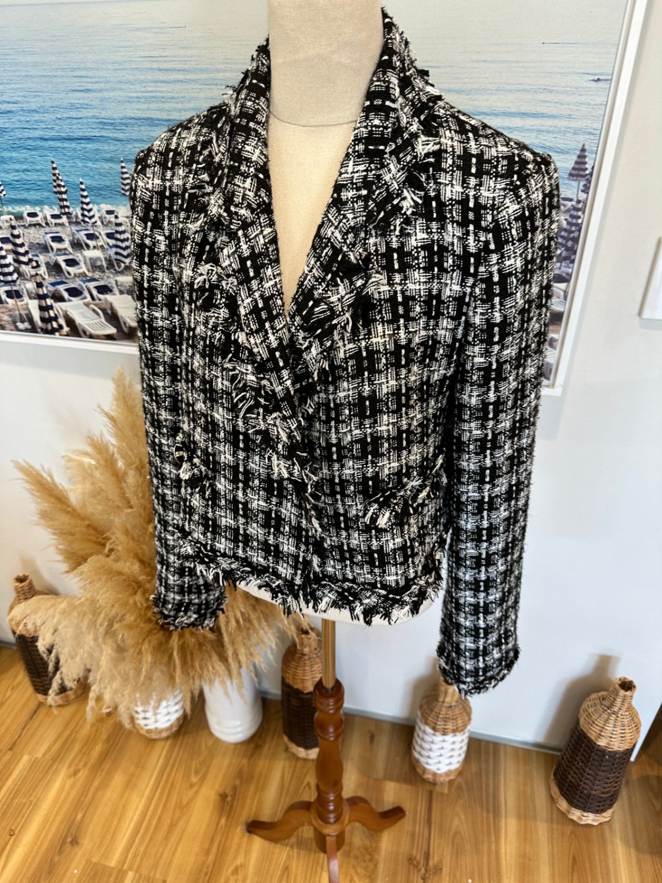 [SALE] Decjuba Black White Jacket Women Stylish Smart Casual Outerwear  Size 14