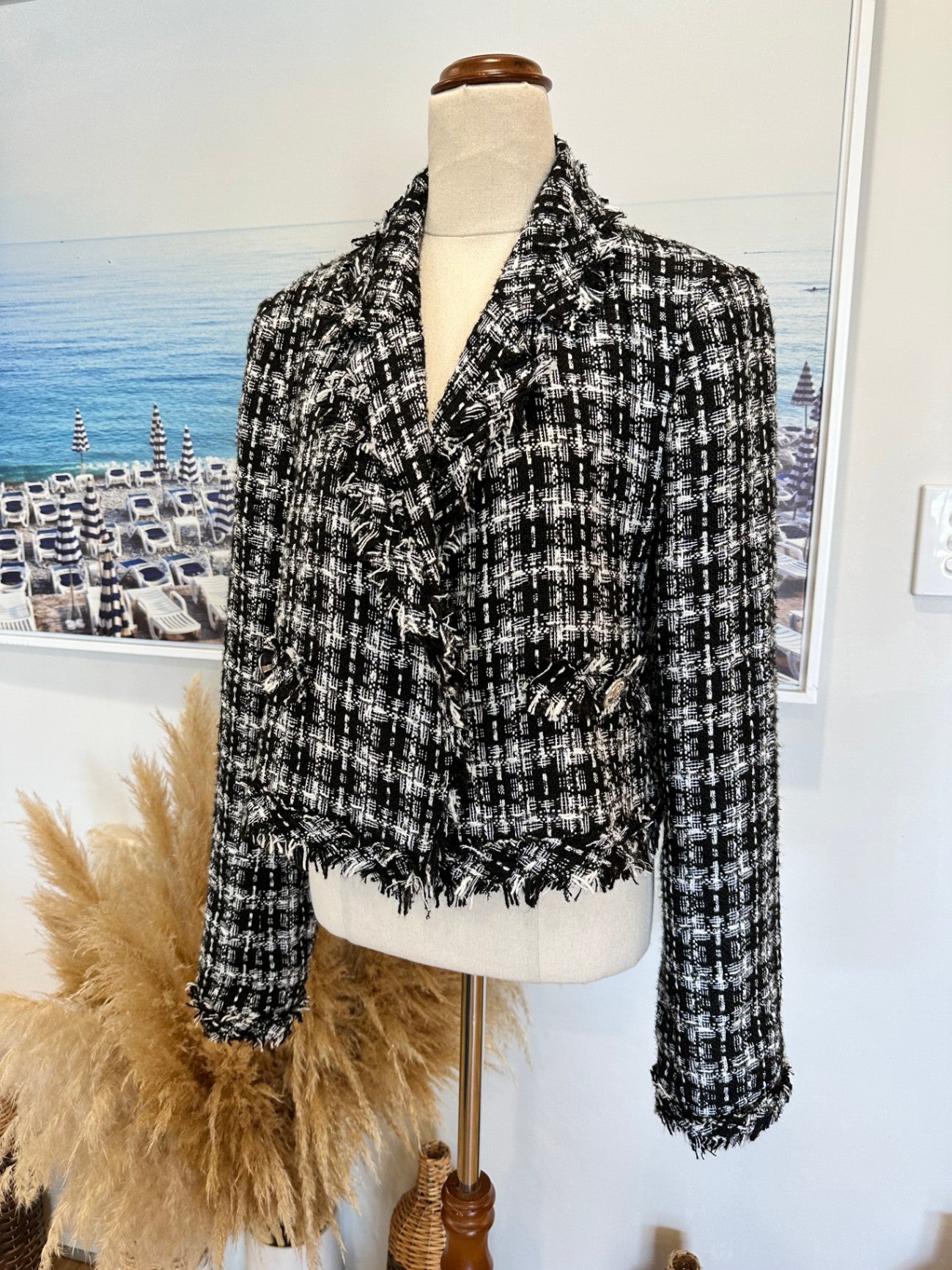 [SALE] Decjuba Black White Jacket Women Stylish Smart Casual Outerwear  Size 14