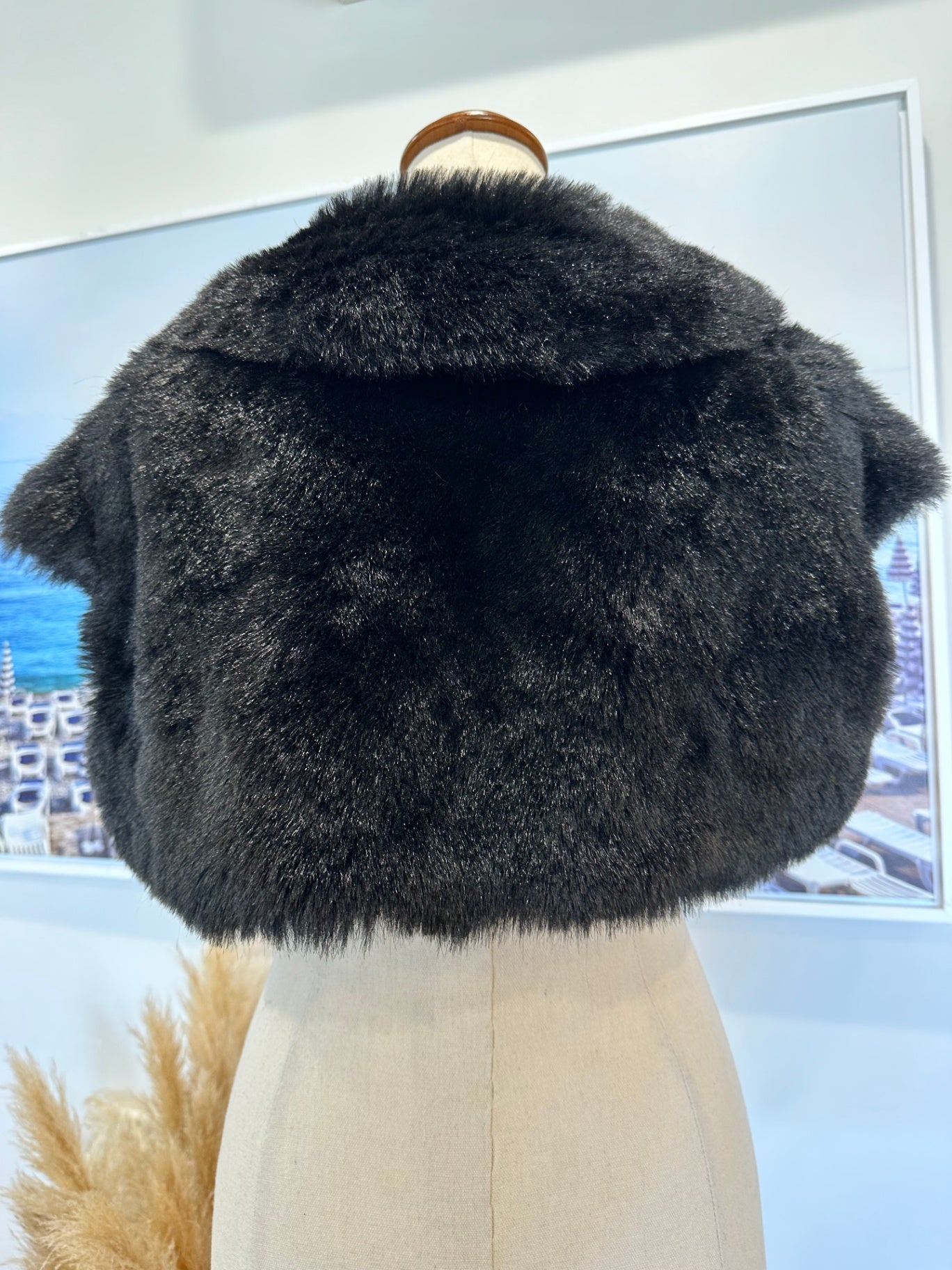 [SALE] Faux Fur Black Shrug Women Stylish Elegant Warm Party Wear Small