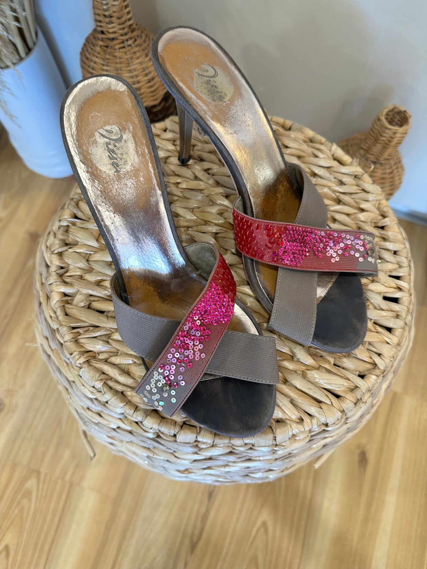 [SALE] Diesel - High Heels - Size EU39 - Taupe with pink sequins