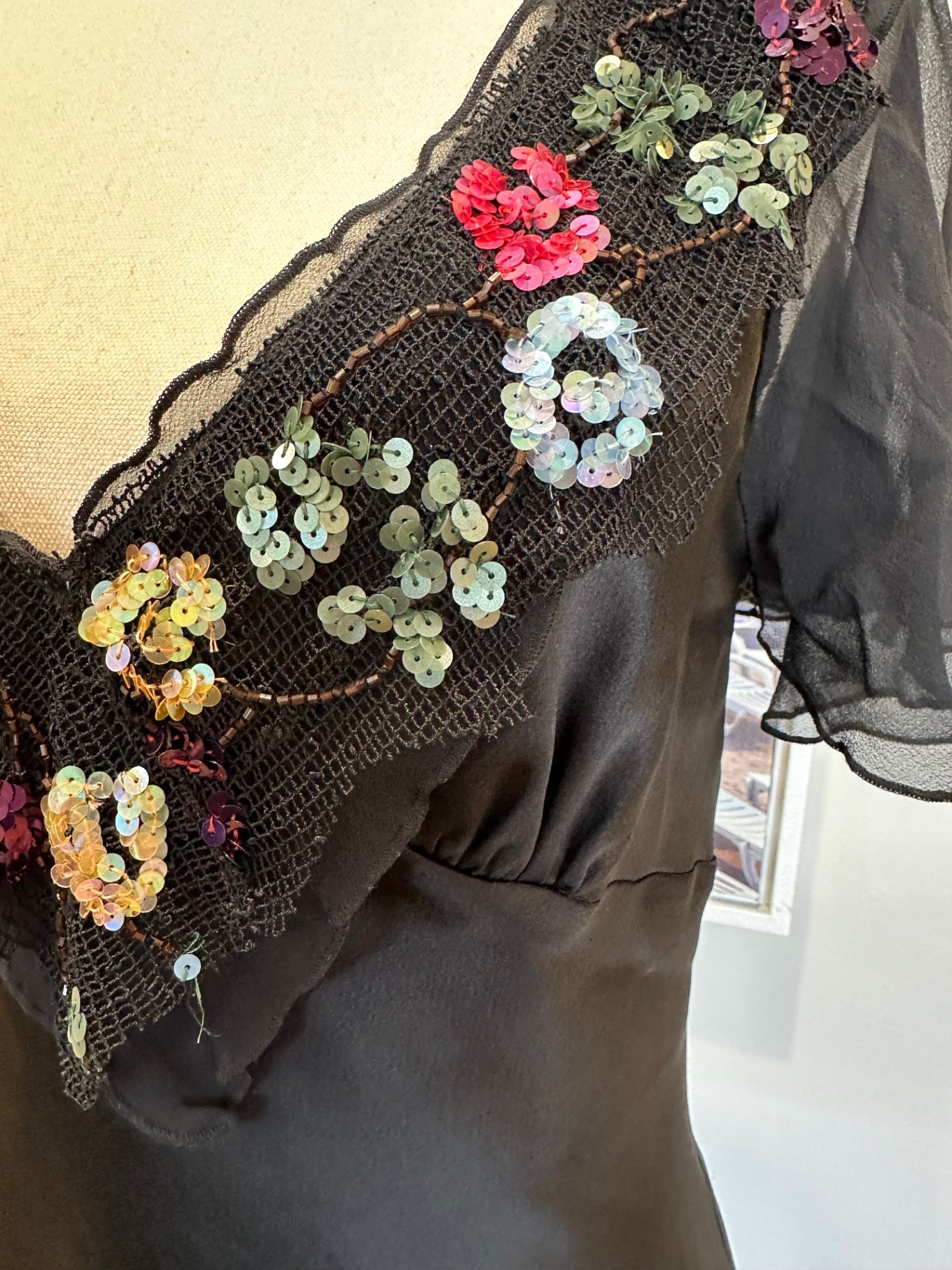 [SALE] Keith Matheson Top - Size 10 - Black w Sequin Embroidery