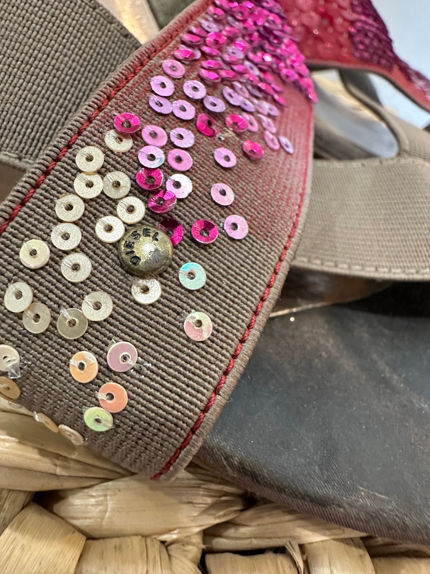 [SALE] Diesel - High Heels - Size EU39 - Taupe with pink sequins