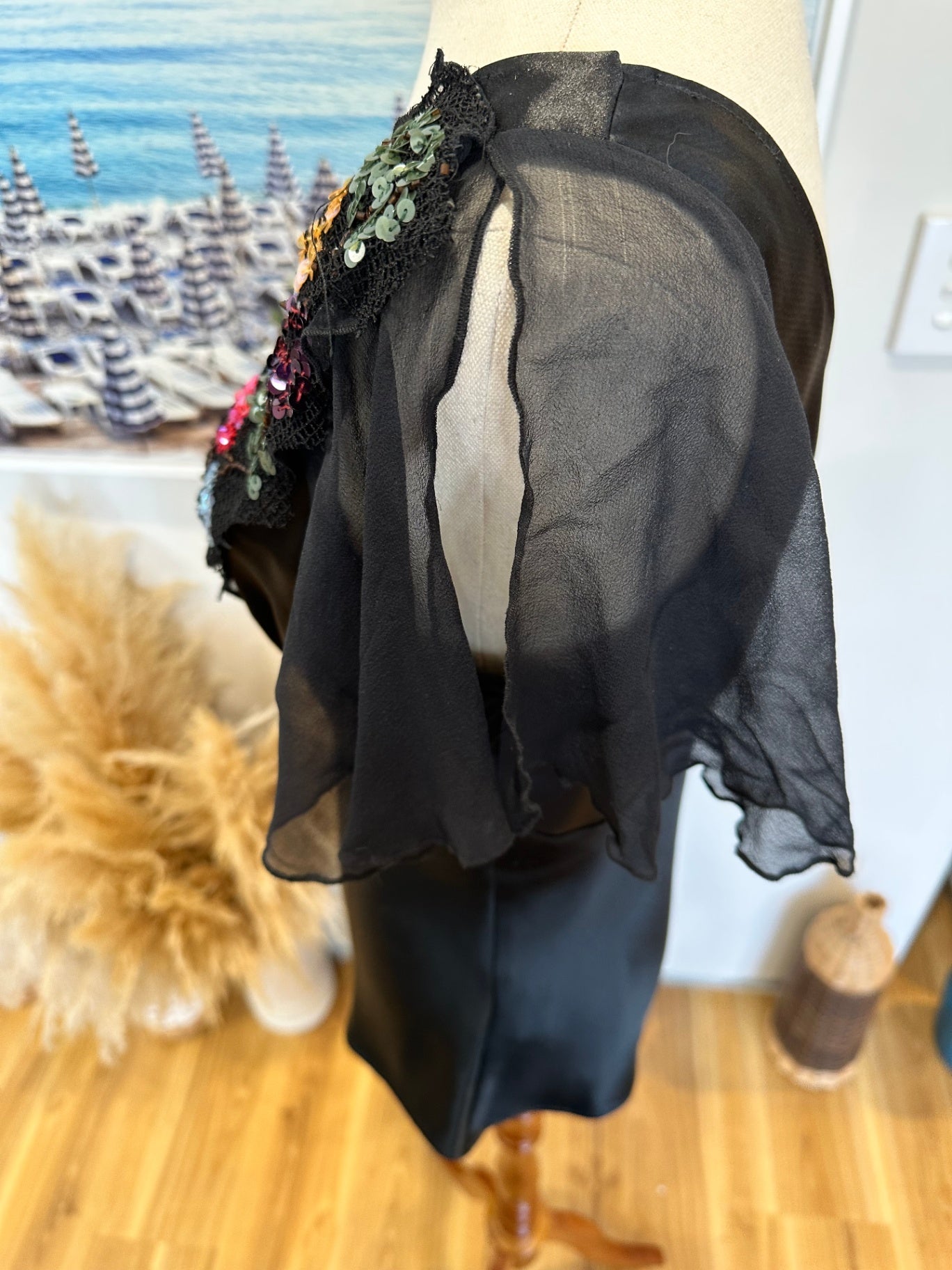 [SALE] Keith Matheson Top - Size 10 - Black w Sequin Embroidery