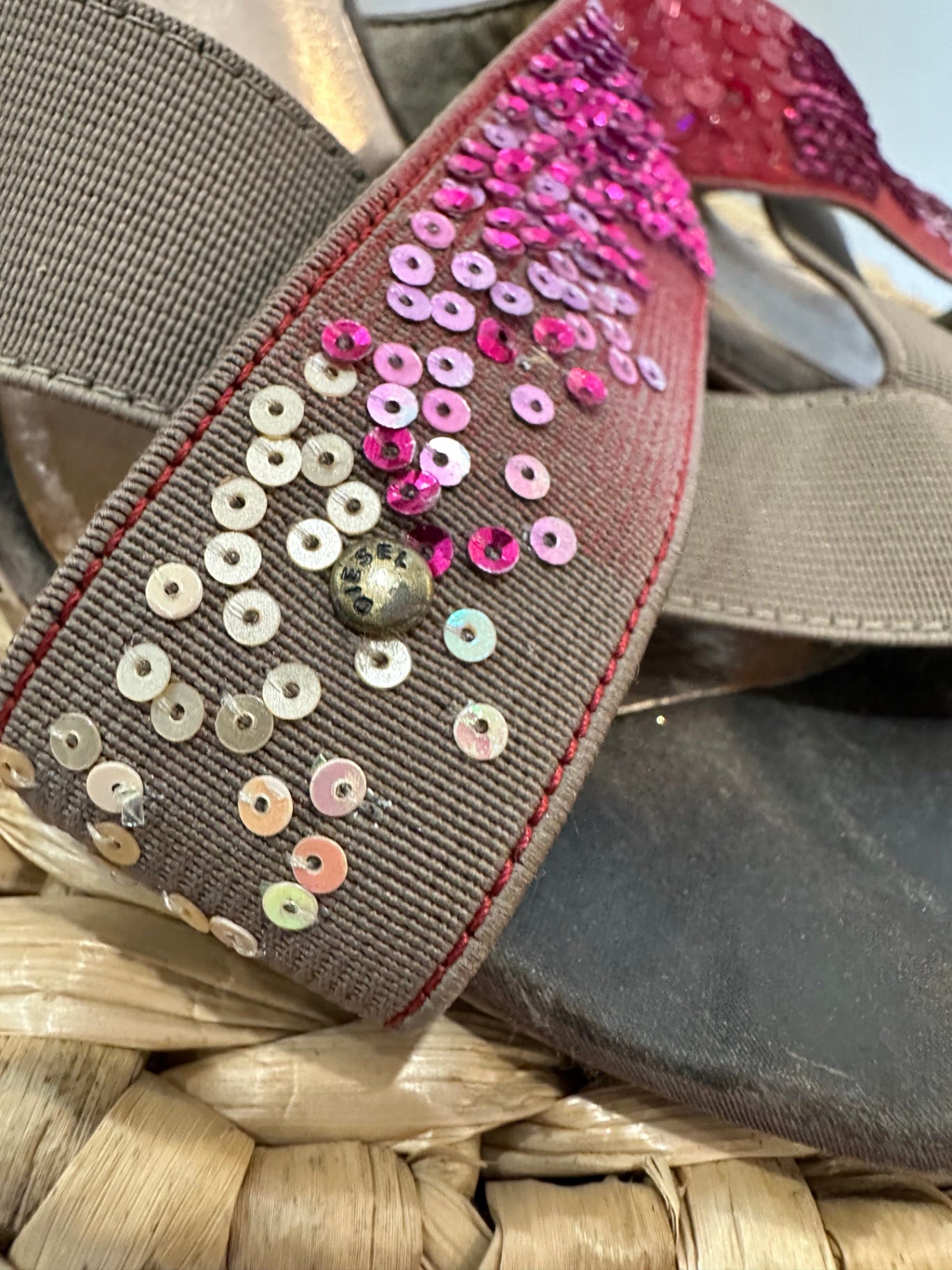 [SALE] Diesel - High Heels - Size EU39 - Taupe with pink sequins