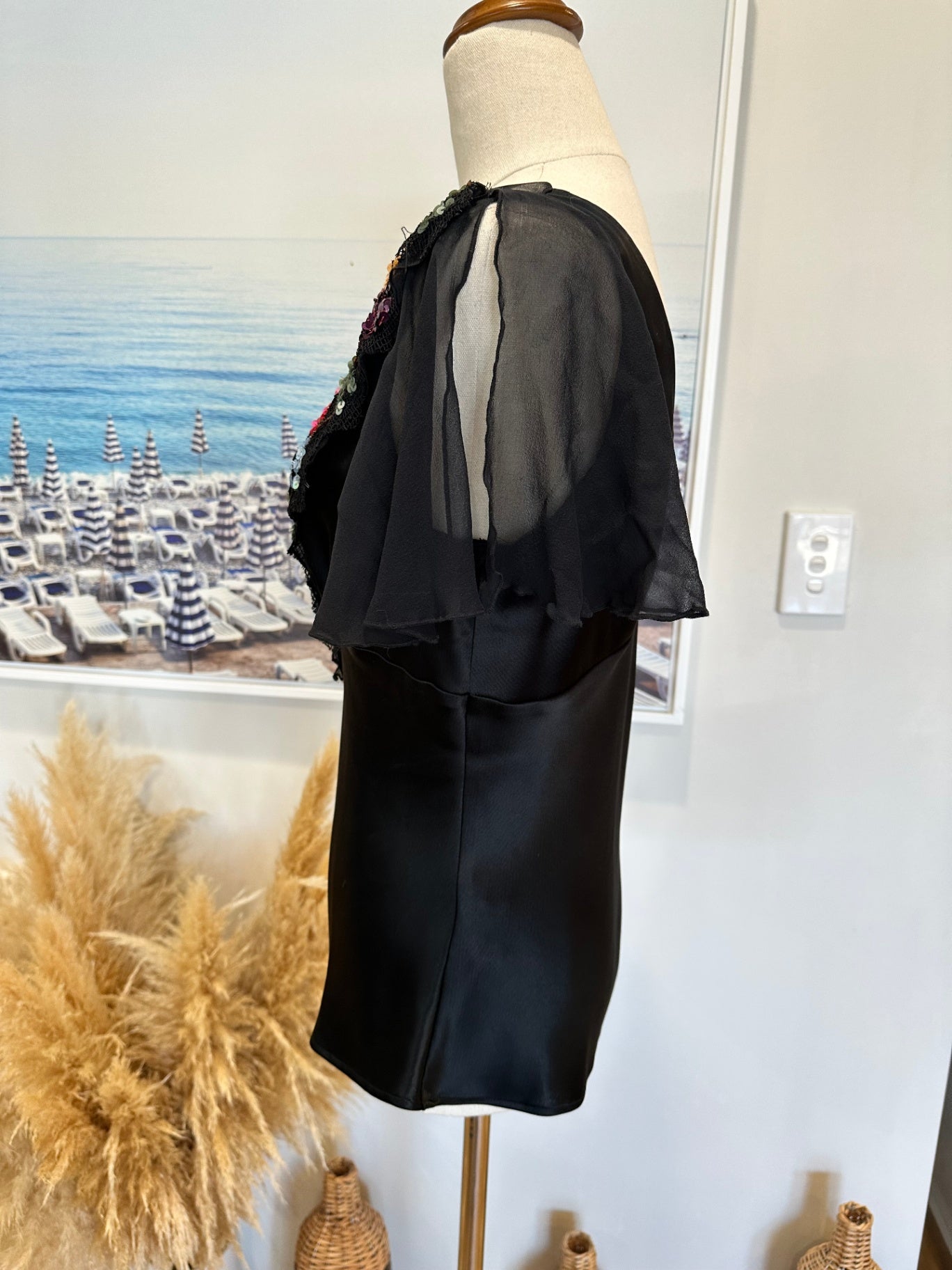 [SALE] Keith Matheson Top - Size 10 - Black w Sequin Embroidery