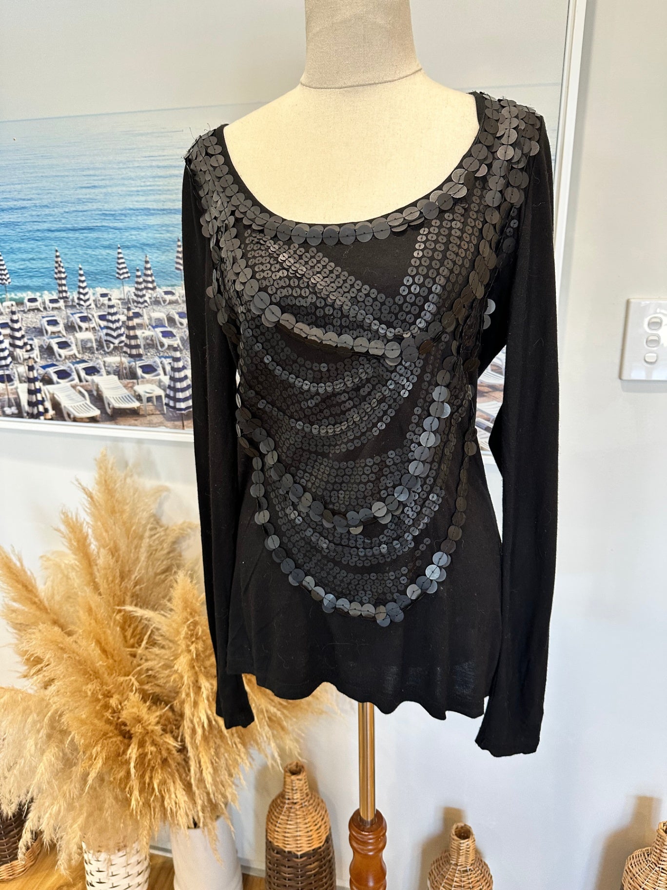 [SALE] Noa Noa Top Extra Small Black w Sequins