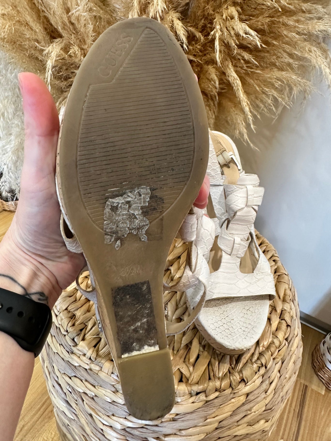 [SALE] Guess Wedge Sandals - Size 39 - Beige
