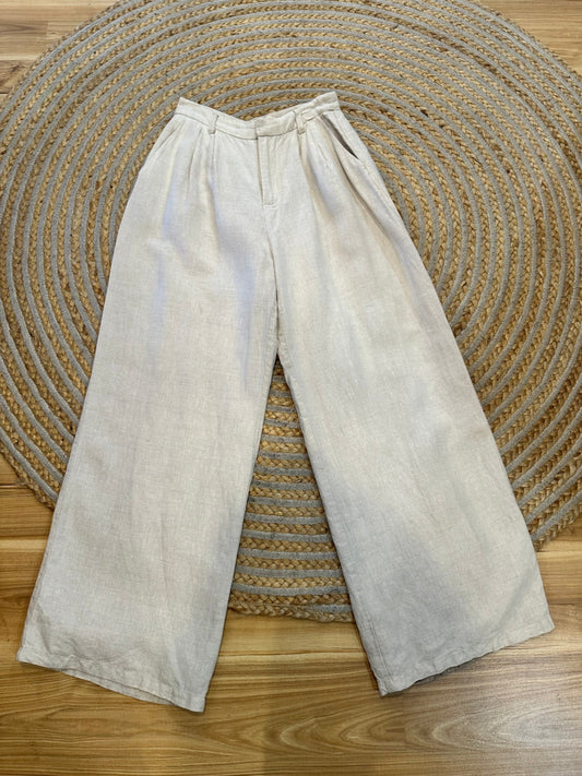 Dissh 100% Linen Pants – Women’s Oatmeal Casual & Comfortable Size 10