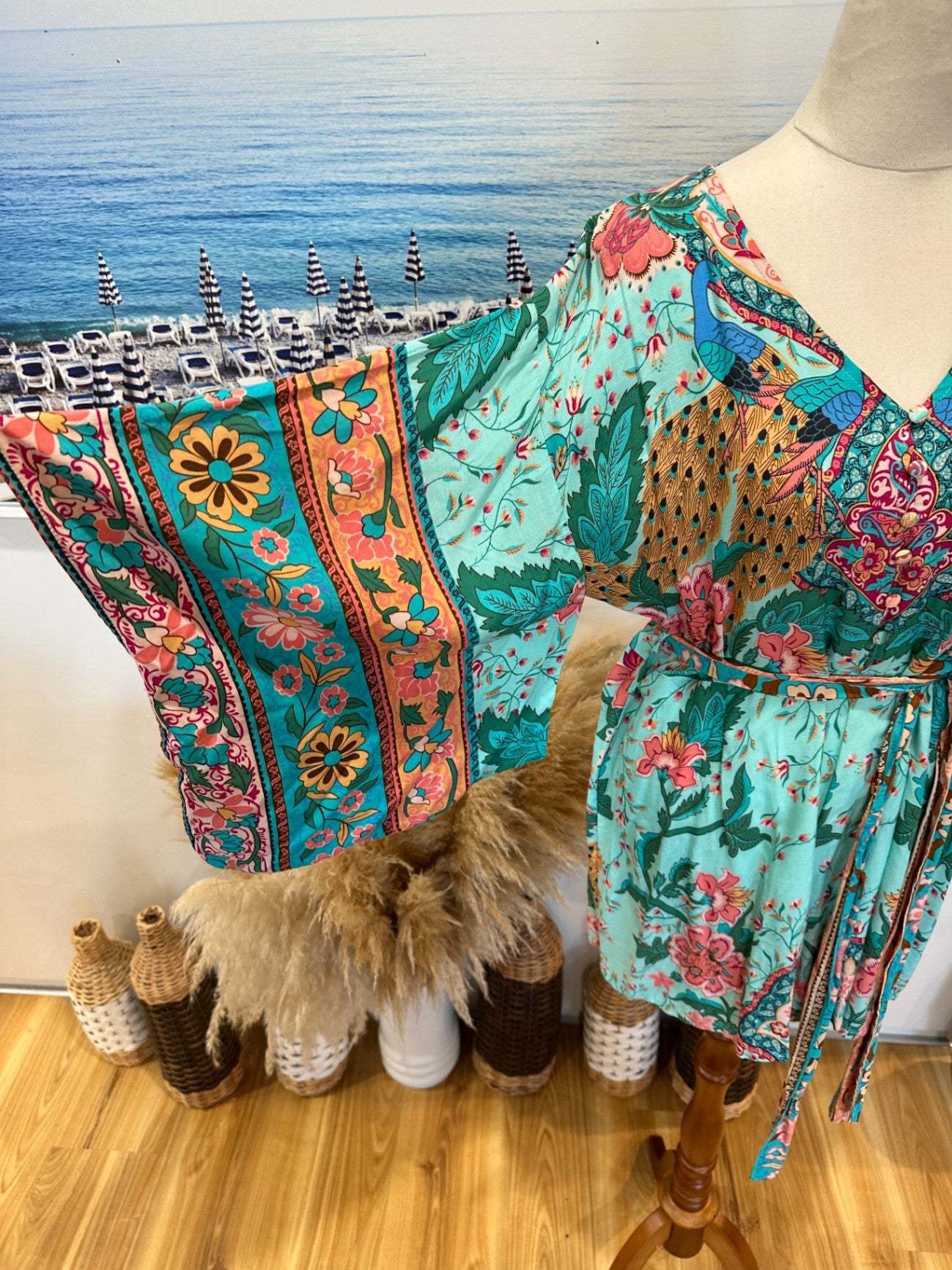 Tomoko - Bohemian Jumpsuit Small Turquoise