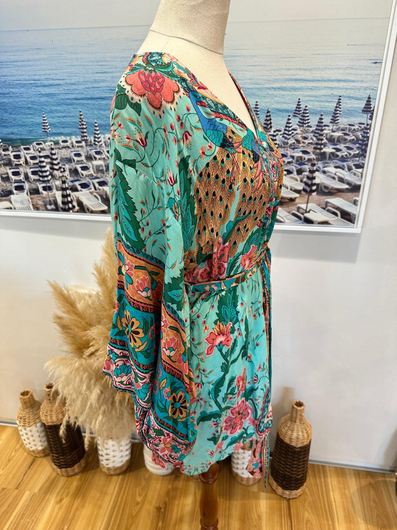 Tomoko - Bohemian Jumpsuit Small Turquoise