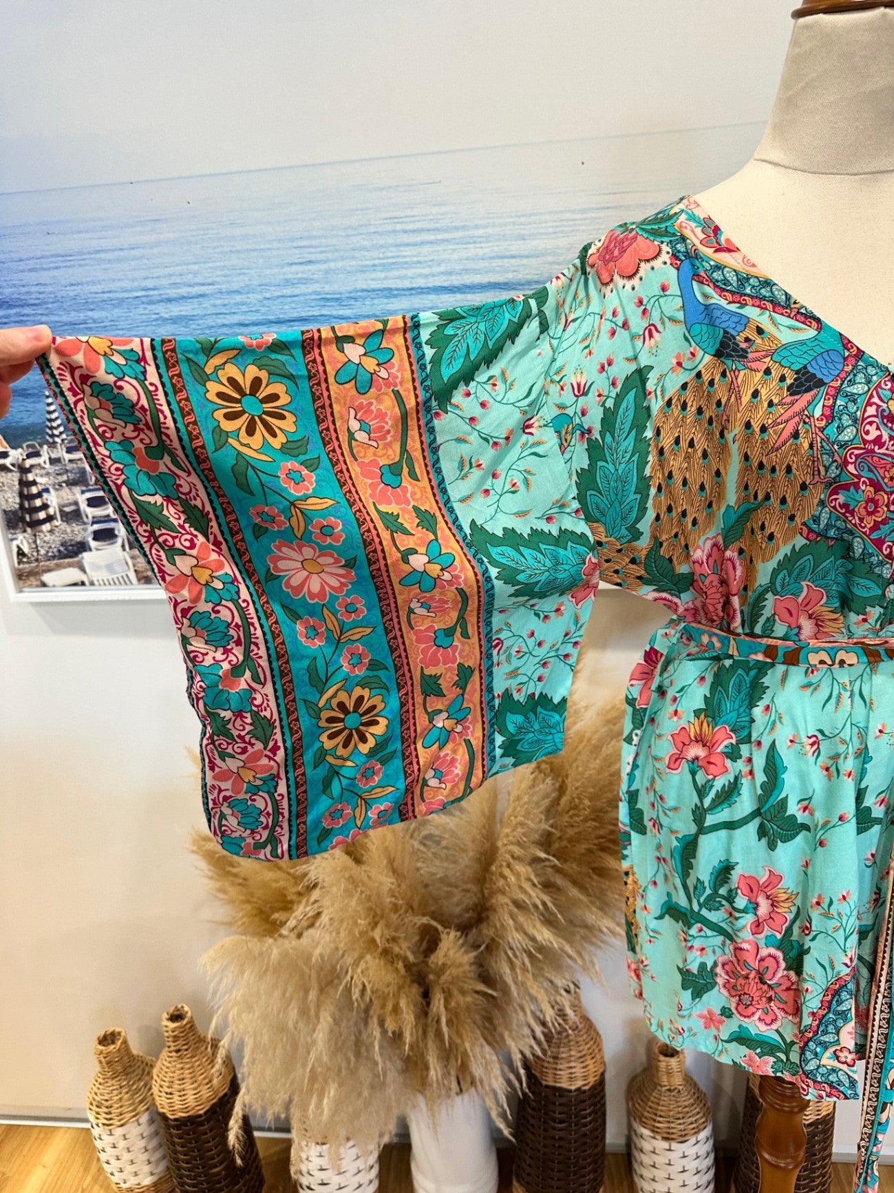 Tomoko - Bohemian Jumpsuit Small Turquoise