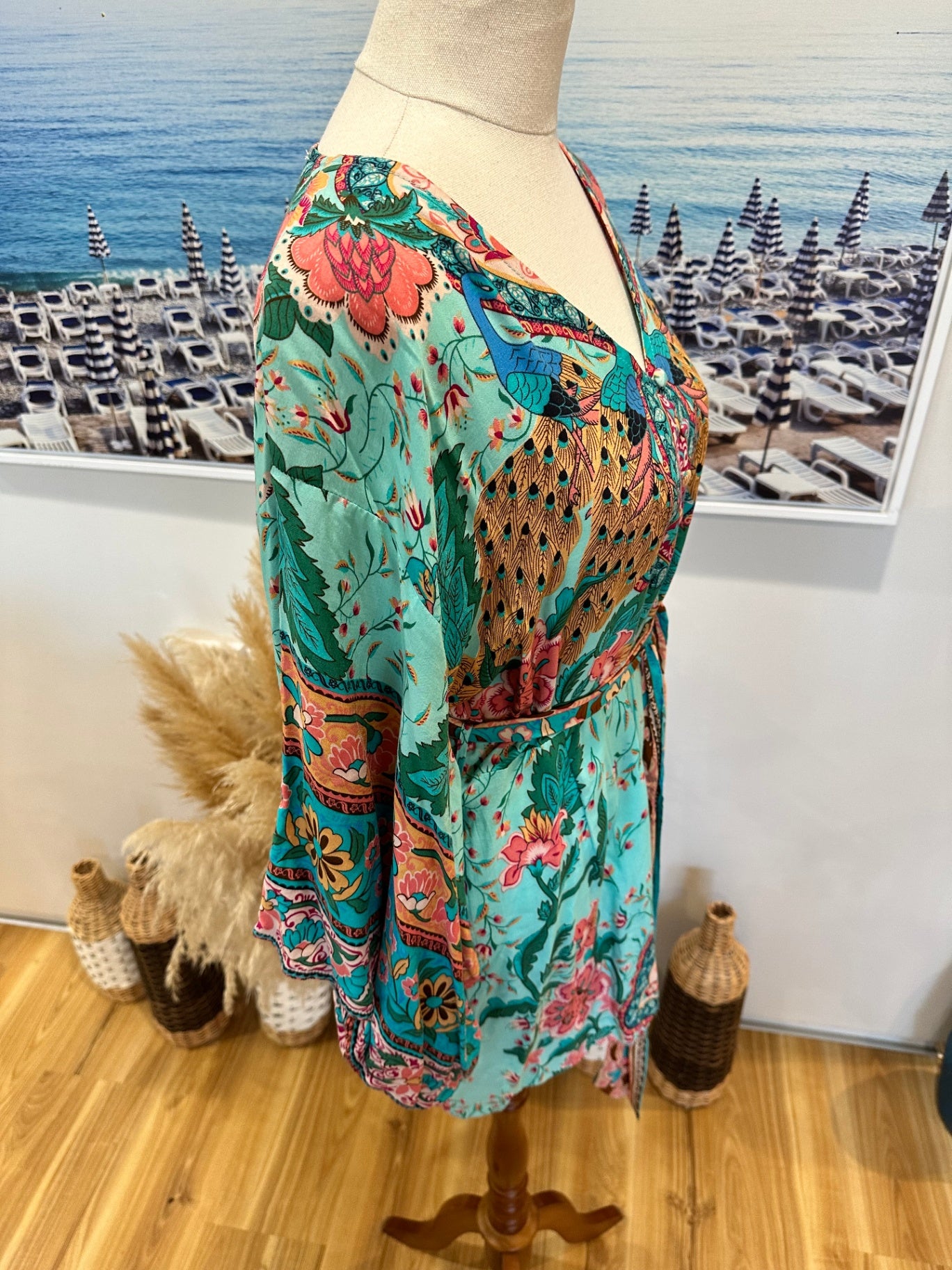 Tomoko - Bohemian Jumpsuit Small Turquoise