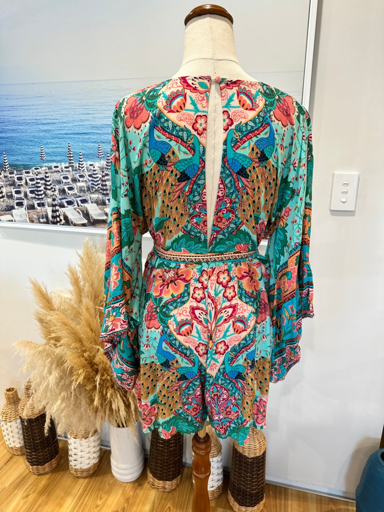 Tomoko - Bohemian Jumpsuit Small Turquoise