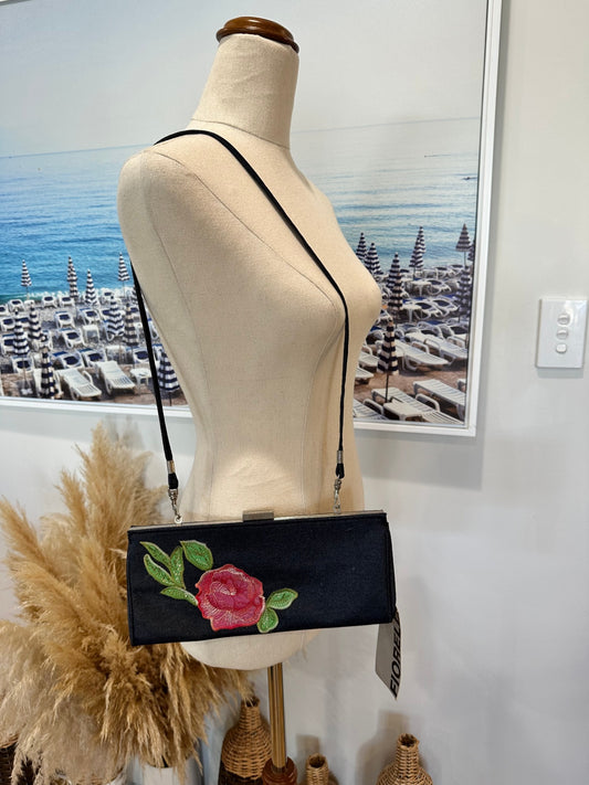 [SALE] Fiorelli Handbag Denim Blue + Rose Applique