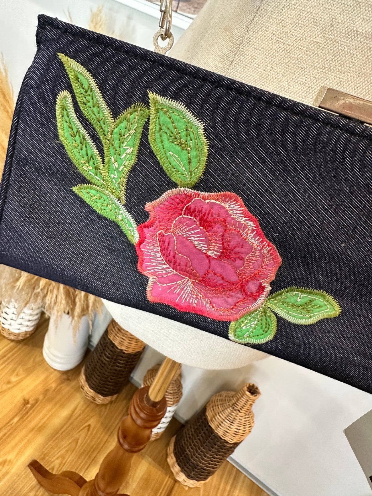 [SALE] Fiorelli Handbag Denim Blue + Rose Applique