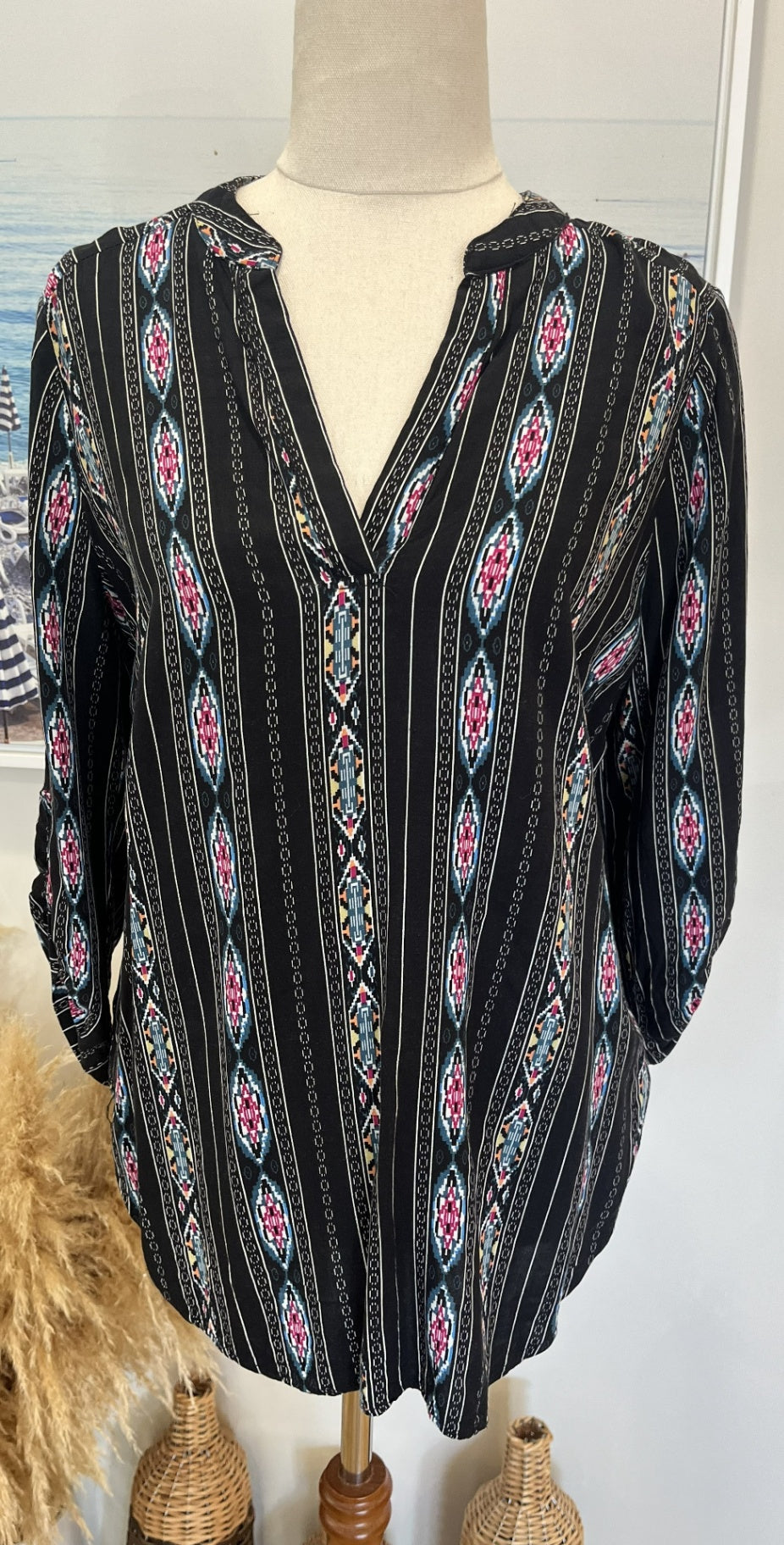 [SALE] Staccato Shirt Small Black with multicolored pattern
