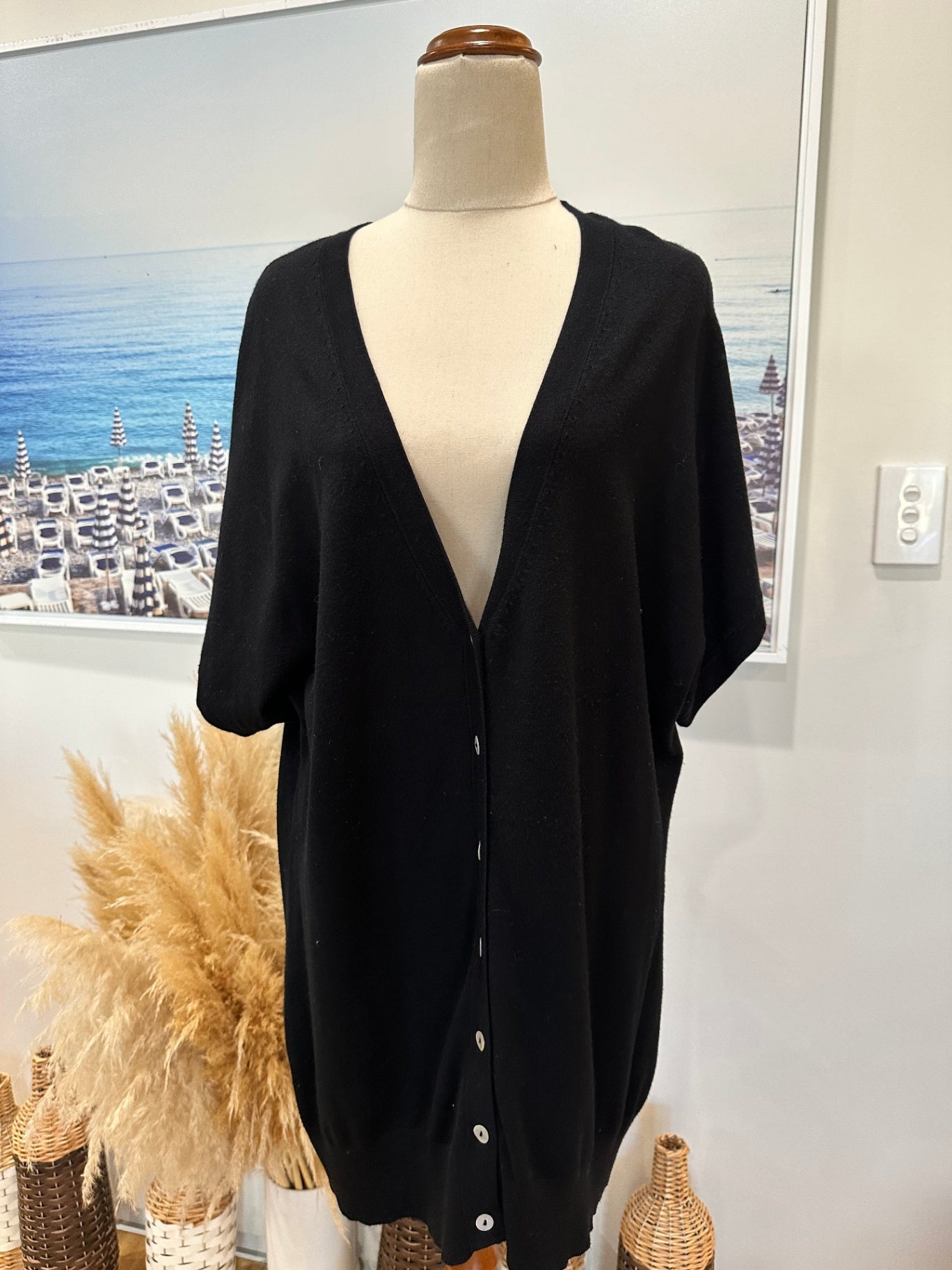 [SALE] Suzanne Grace Short Sleeve Cardigan Small Black