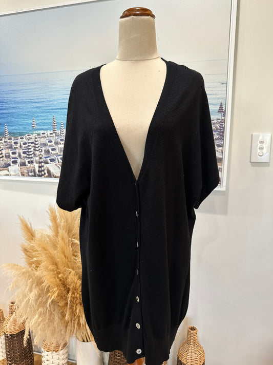 [SALE] Suzanne Grace Short Sleeve Cardigan Small Black