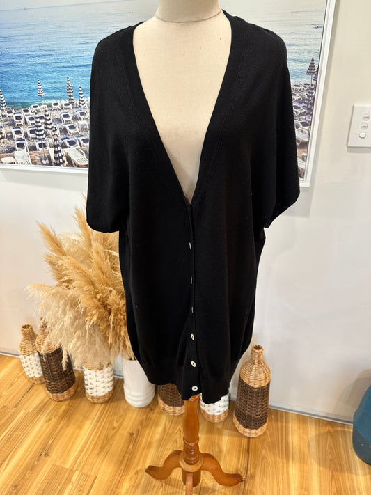 [SALE] Suzanne Grace Short Sleeve Cardigan Small Black