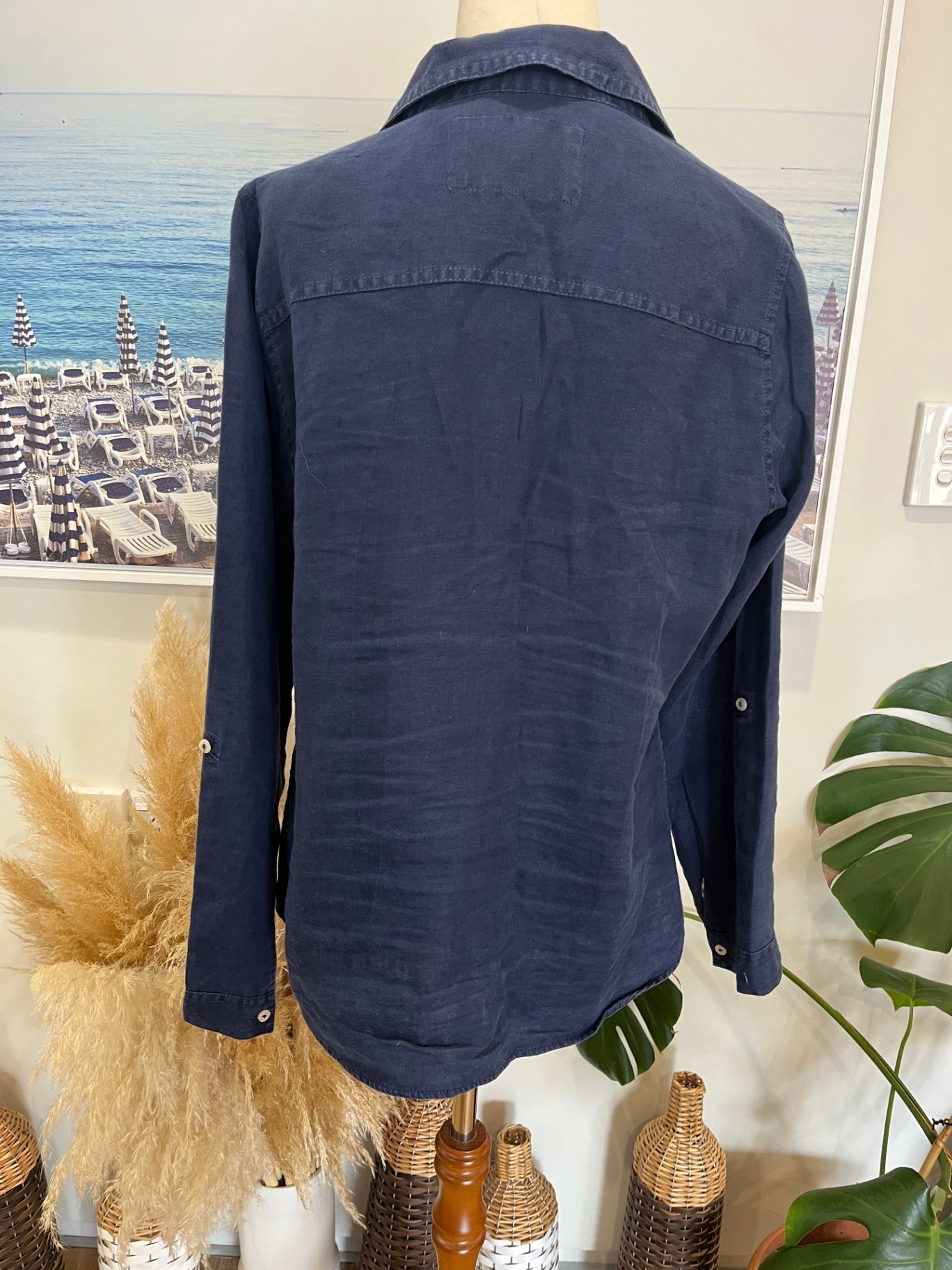 [SALE] Love Linen Shirt L Dark Blue