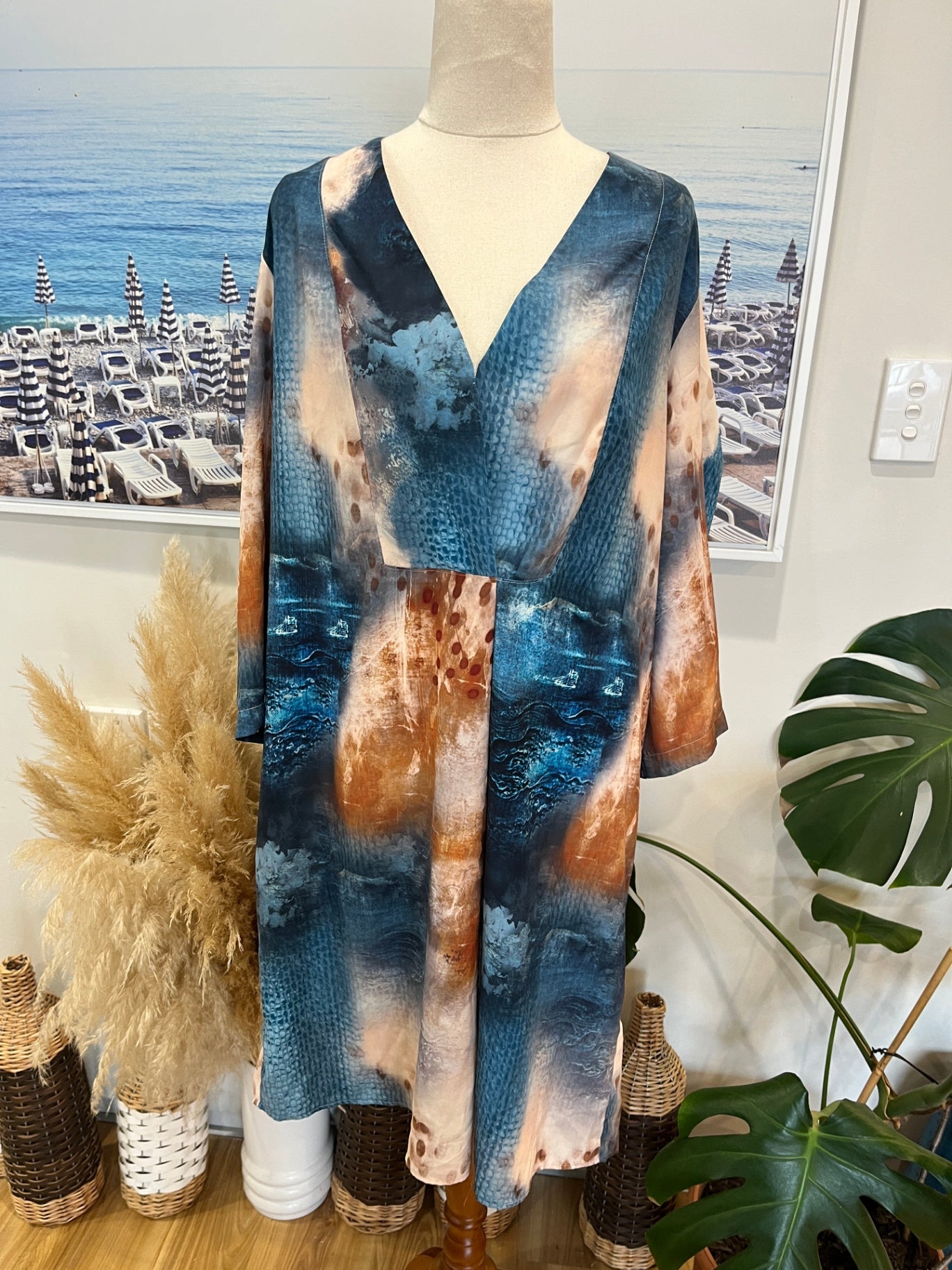 [SALE] David Jones Dress 16 Multicolor (blue, beige, brown)