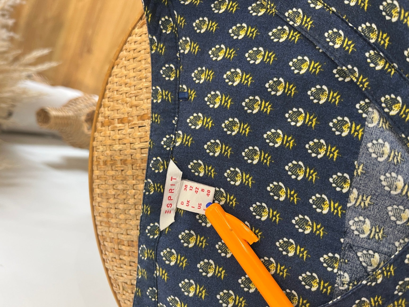 [SALE] Esprit Shirt 12 Navy blue with yellow and white pattern