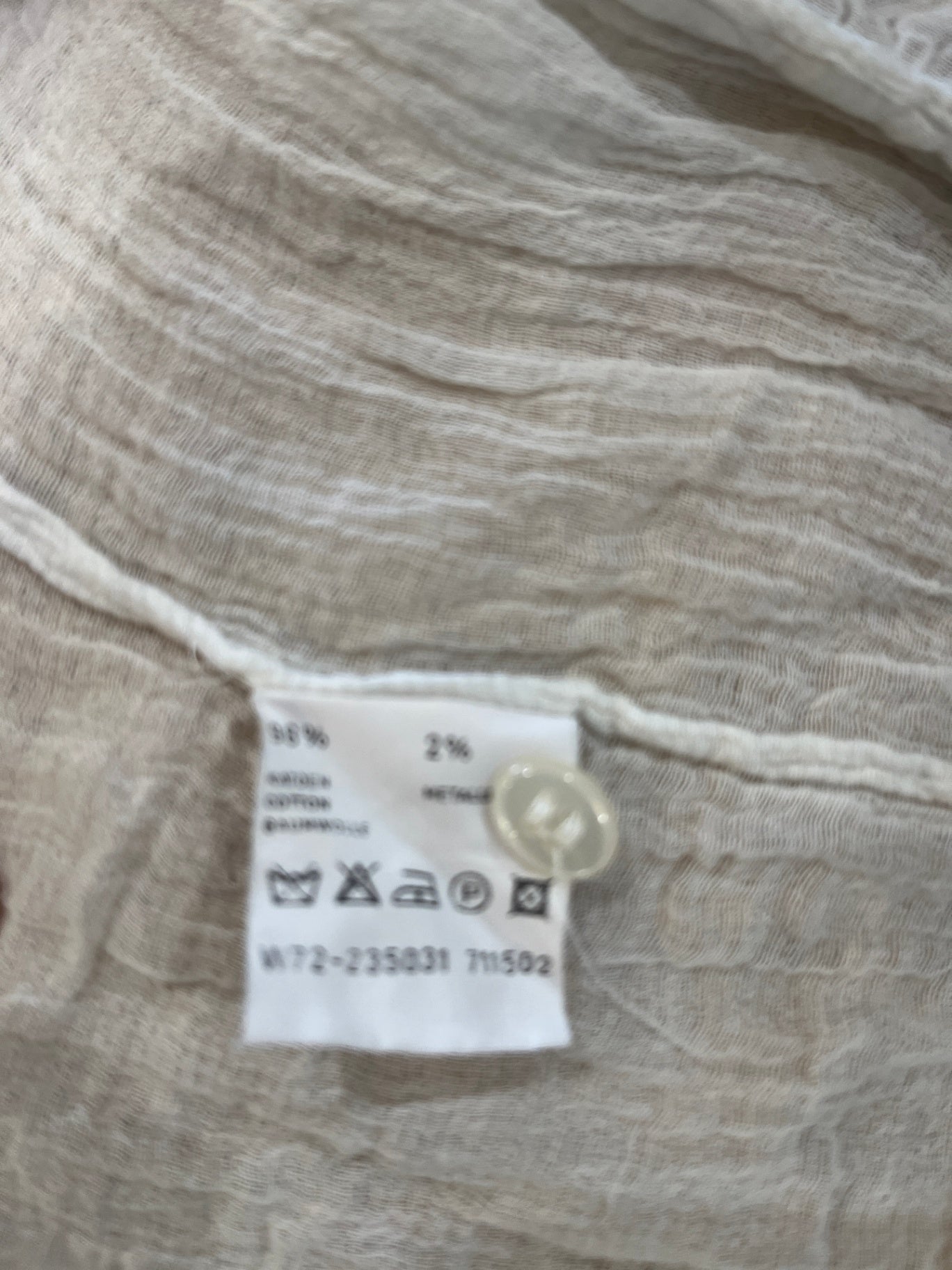[SALE] White by Dutch Shirt Medium / Large Off-white/Beige