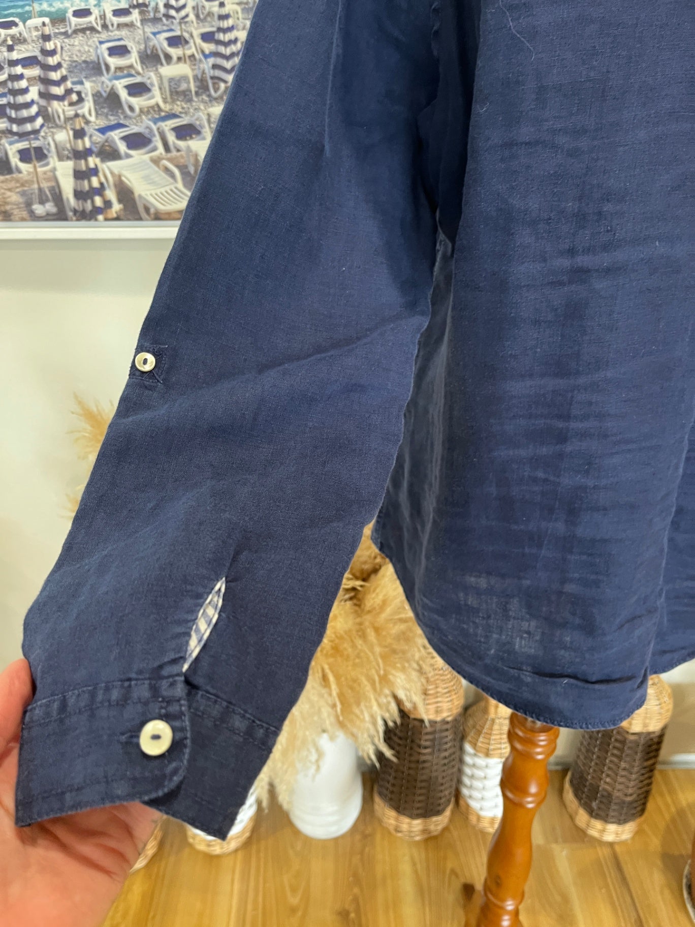 [SALE] Love Linen Shirt L Dark Blue